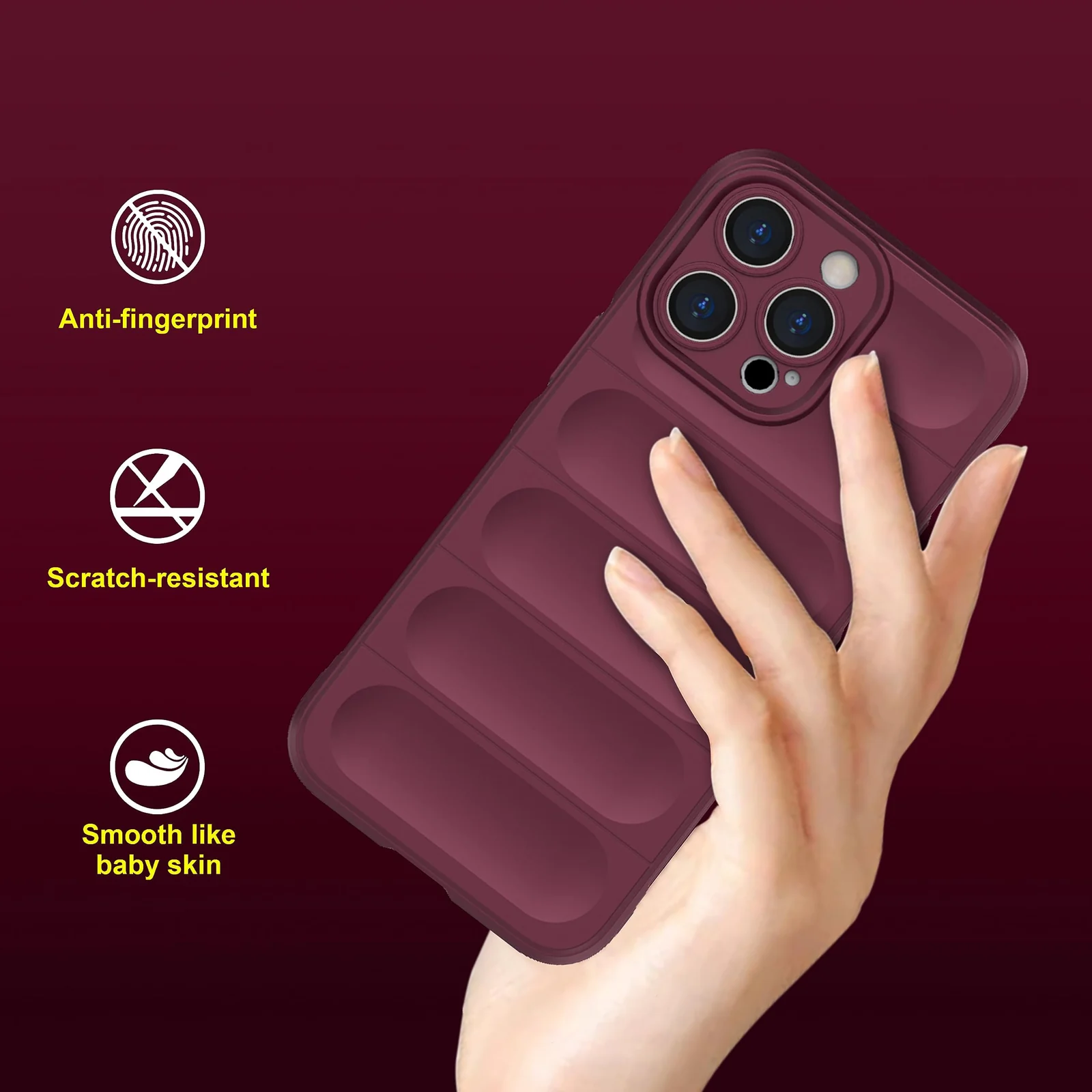 DL3 Mobilak Silicone Case for iPhone 12 Pro 6.1 Inch Heavy Duty Protective [Slim Fit] Shockproof Soft Flexible Protective Design Shock-Absorption TPU Cover With Camera Protection - Wine Red