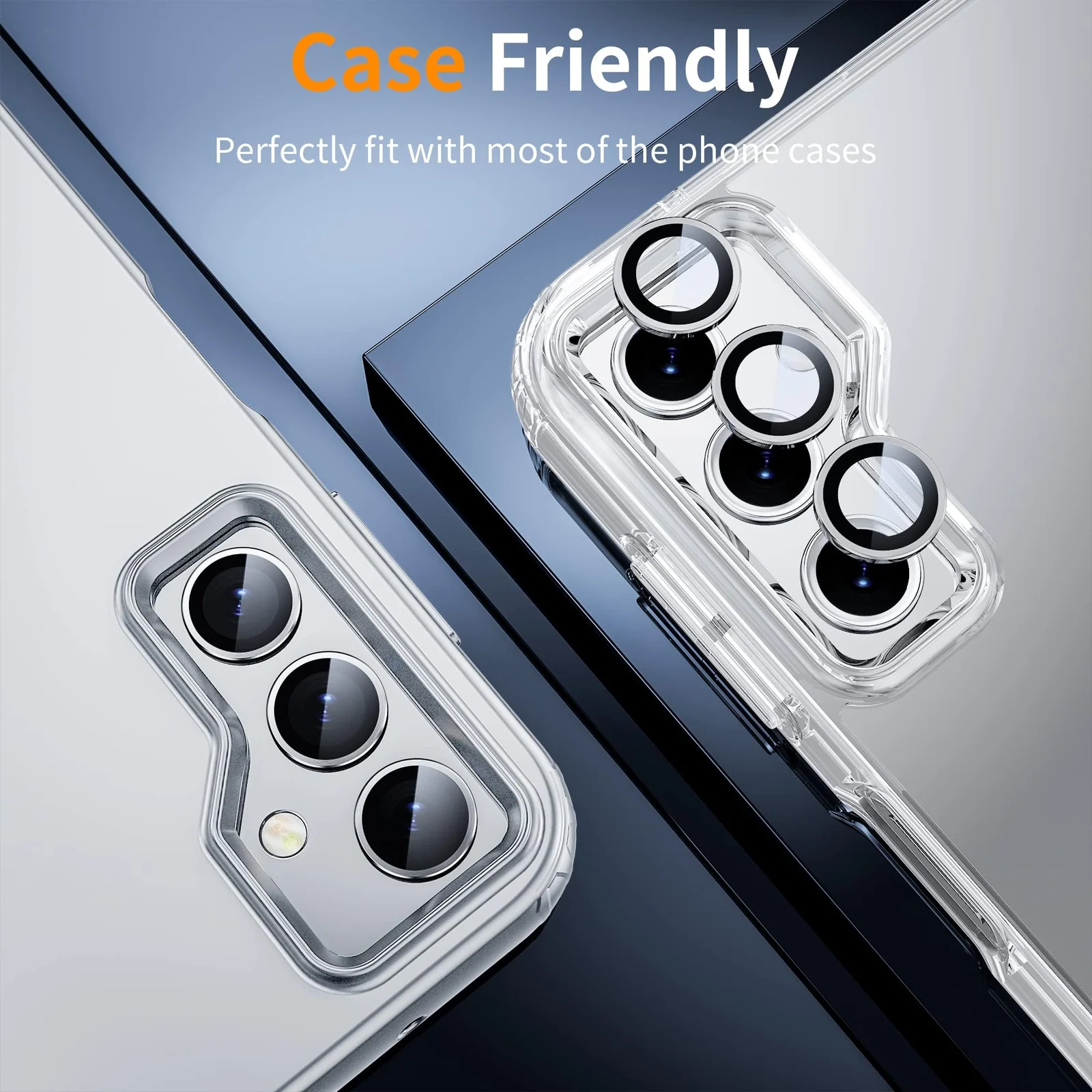 DL3 Mobilak Camera Lens Protector For Samsung Galaxy A14 / Galaxy A24 / Galaxy A34 Camera Lens Film Metal Ring Ultra HD, 9H Hardness, Scratch Resistance Camera Lens Protective Film - Silver
