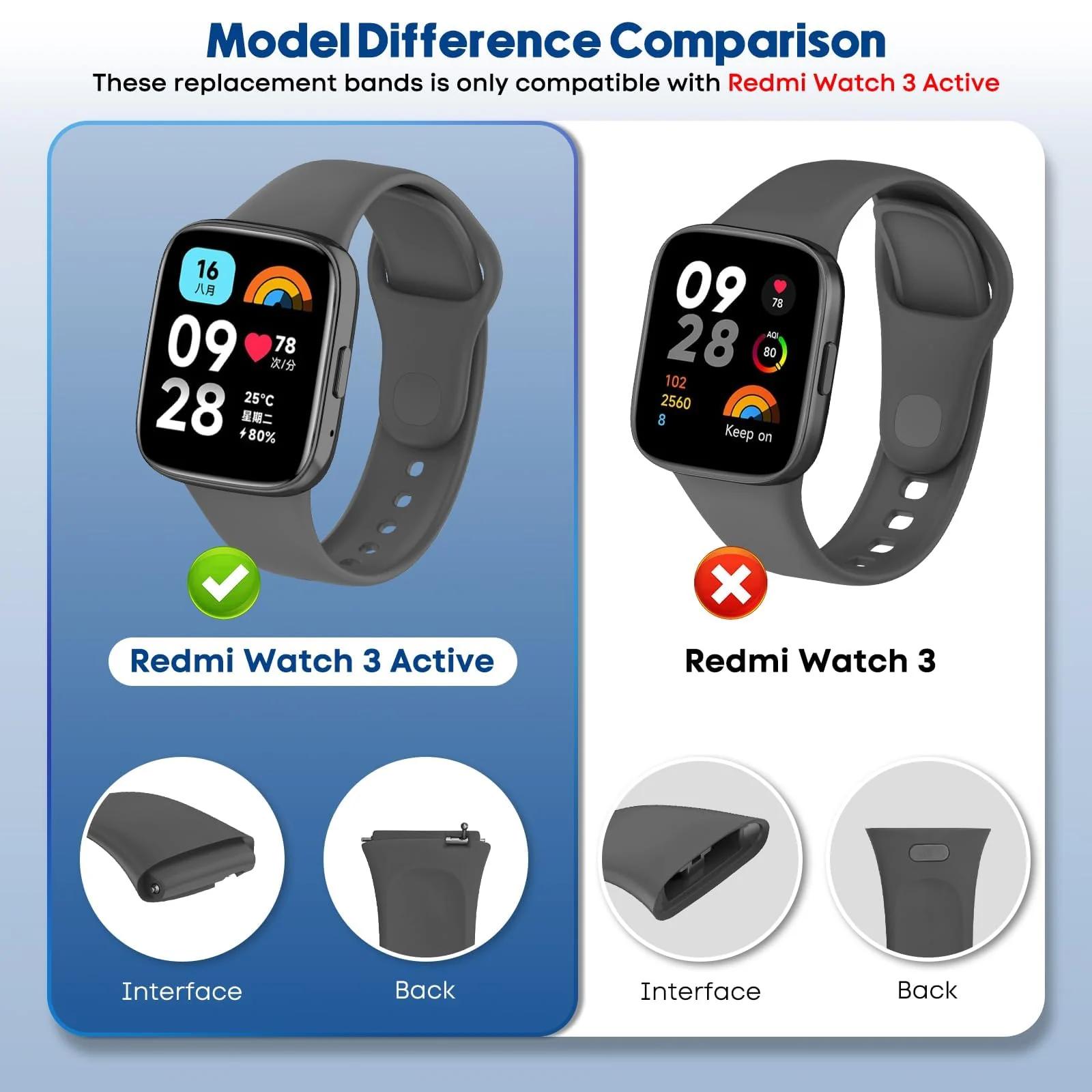 DL3 Mobilak Strap Silicone Compatible With Xiaomi Redmi Watch 3 Active/Redmi Watch 3 Lite, Sport Silicone Watch Band Wrist Strap, Bracelet Wristband Wrist Strap - Space Grey