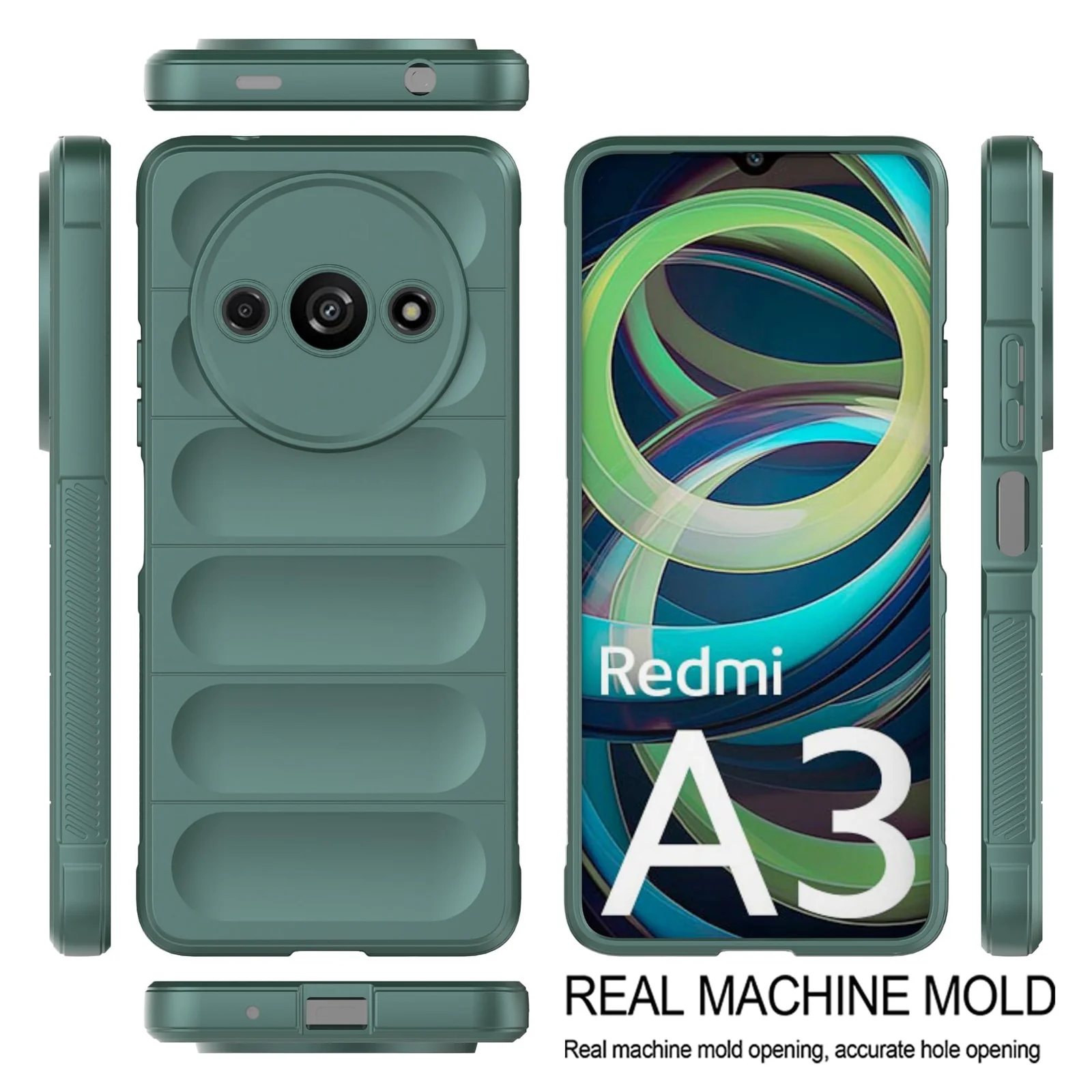 DL3 Mobilak Soft Silicone Protective Case for Xiaomi Redmi A3 with Camera Protection and Shockproof Design - Green