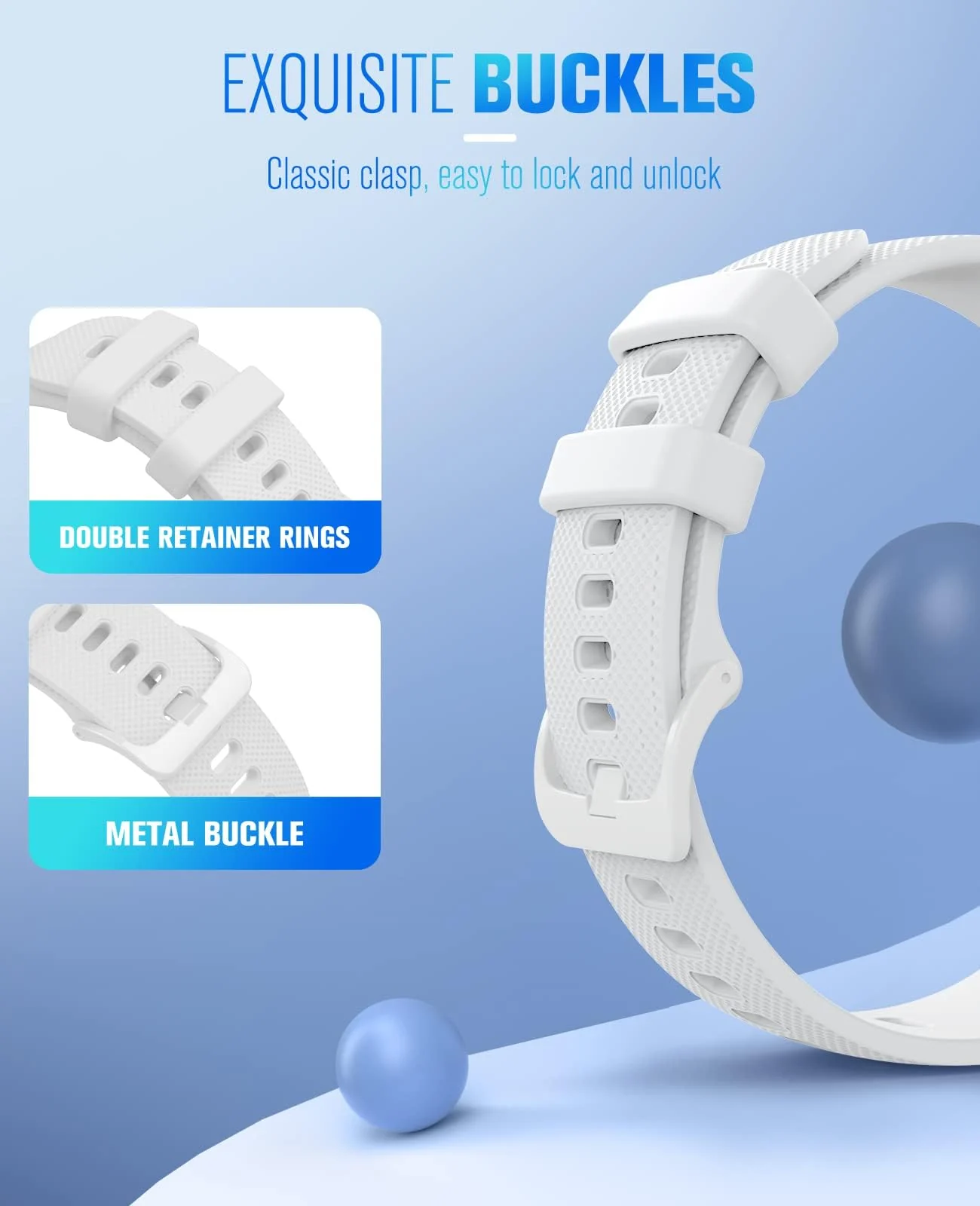 DL3 Mobilak Silicone Buckle Band 22MM Strap For Xiaomi Redmi Watch 5 Active/5 Lite/Samsung Galaxy Watch 3 45mm/Watch 46mm/Gear S3/For Huawei watch GT5 GT4 GT3 GT2 GT 46MM/GT2E/GT2 Pro/GT 3 Pro/GT5 Pro - White