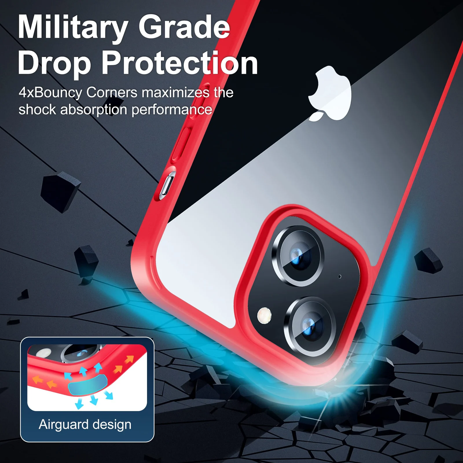 DL3 Mobilak Clear Protective Case for iPhone 14 - Red