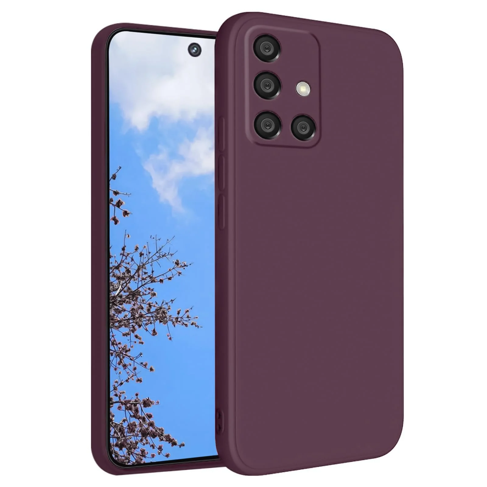 DL3 Mobilak Soft Silicone Protective Case for Samsung Galaxy A51 with Microfiber Lining and Shockproof Design - Wine Red