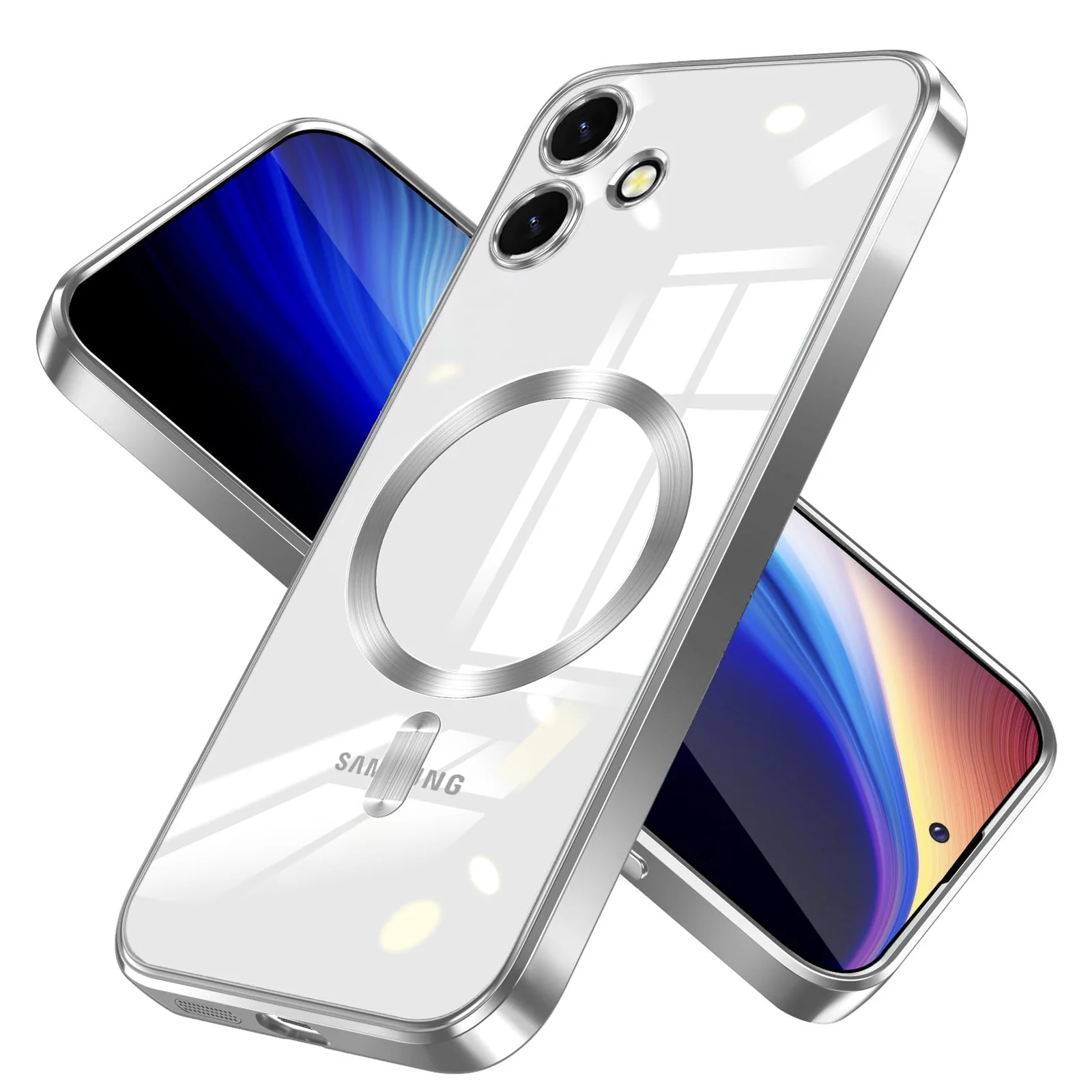 DL3 Mobilak Clear MagSafe-Compatible TPU Case and Camera Lens Protector for Samsung Galaxy A06 - Silver