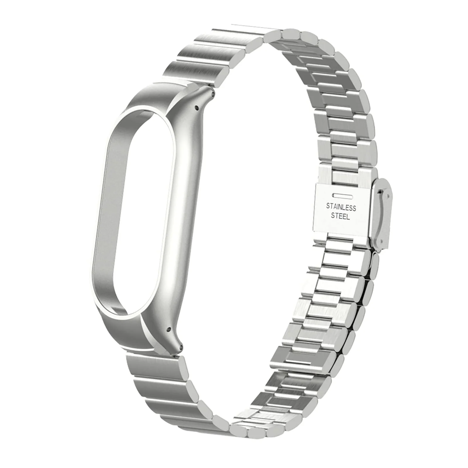 DL3 Mobilak Mi Band 6 Mi Band 5 Strap for Xiaomi Mi Band 5 6, Stainless Steel Watch Band Metal Replacement Bracelet Wristband for M5 M6 - Silver