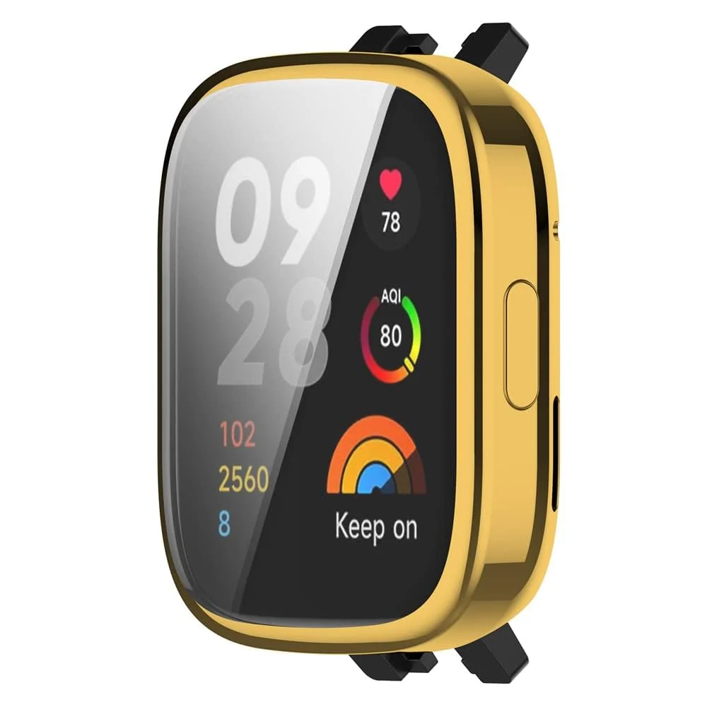 DL3 Mobilak Case Compatible with Xiaomi Redmi Watch 3 (Not Fit Watch 3 Active) Protective Case, Flexible TPU Full Protection Screen Protector Cover Scratch-Resistant Screen Protector Case - Gold