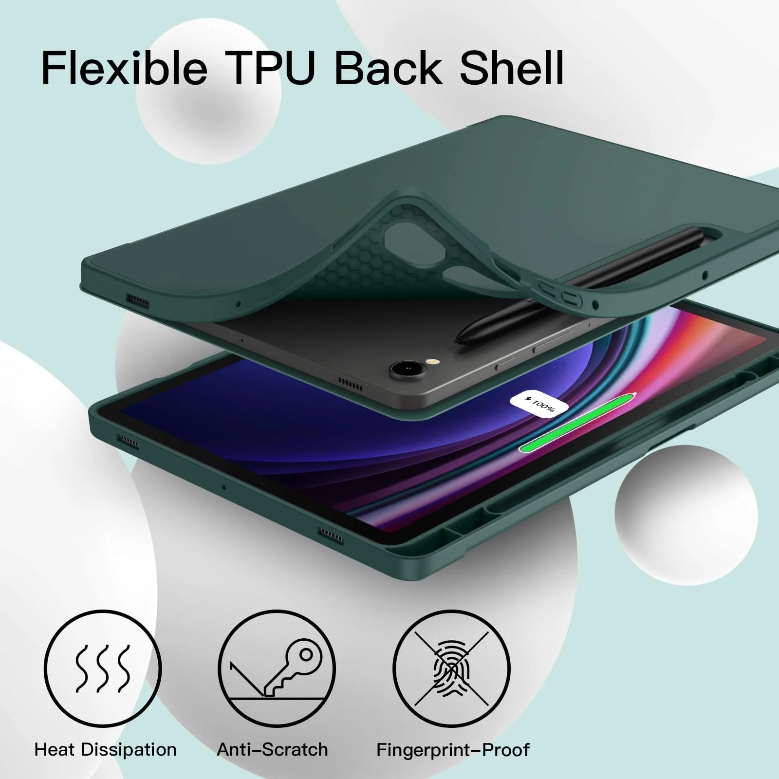 DL3 Mobilak Case for Samsung Galaxy Tab S9 11 Inch with S Pen Holder, Soft TPU Tri-Fold Stand Protective Tablet Cover, Support S Pen Charging, Auto Wake/Sleep - Green