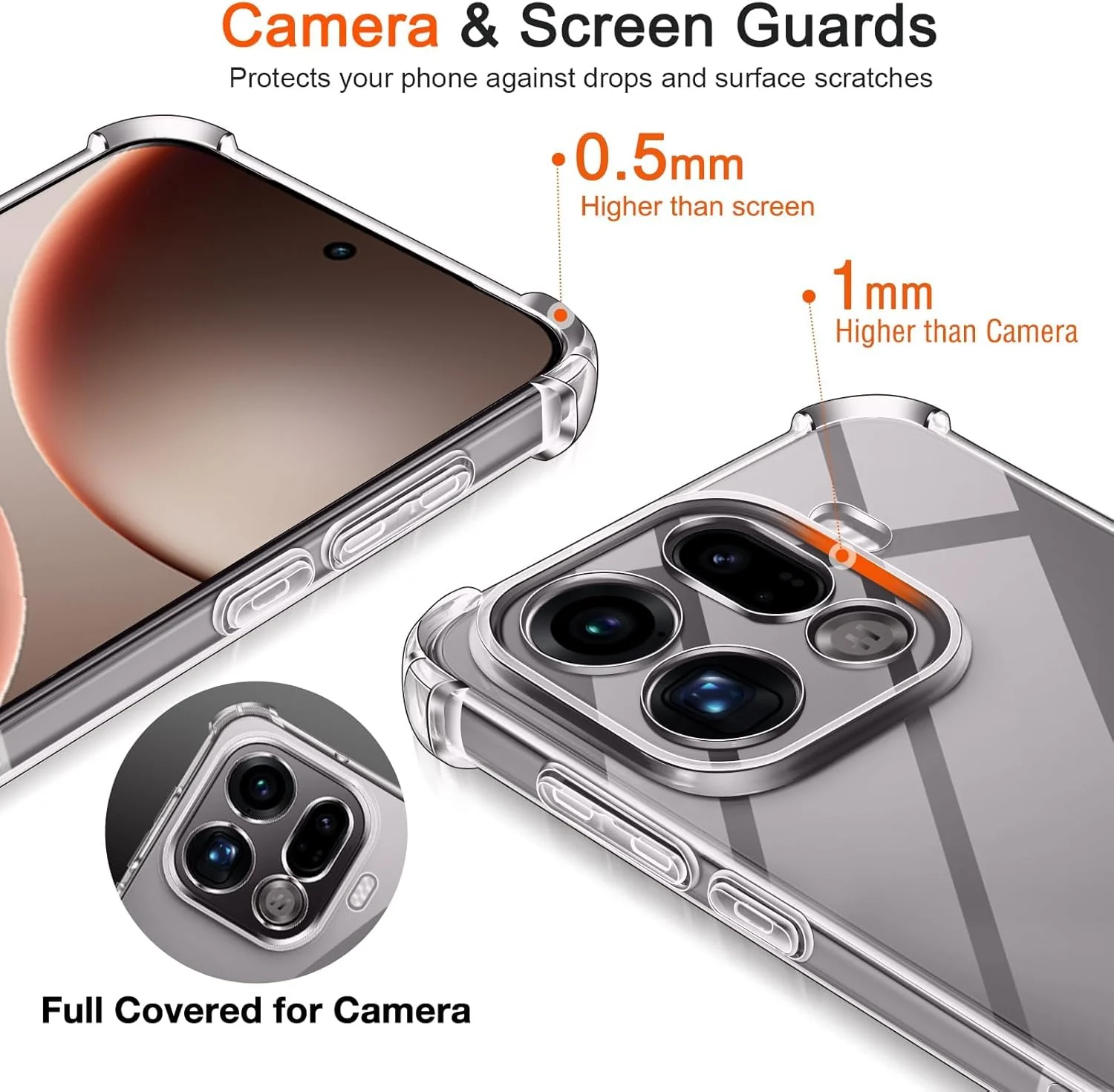 DL3 Mobilak Clear TPU Case for OPPO Find X9 Pro, Camera protection, Shock-absorbing protection, Scratch-resistant surface - Clear