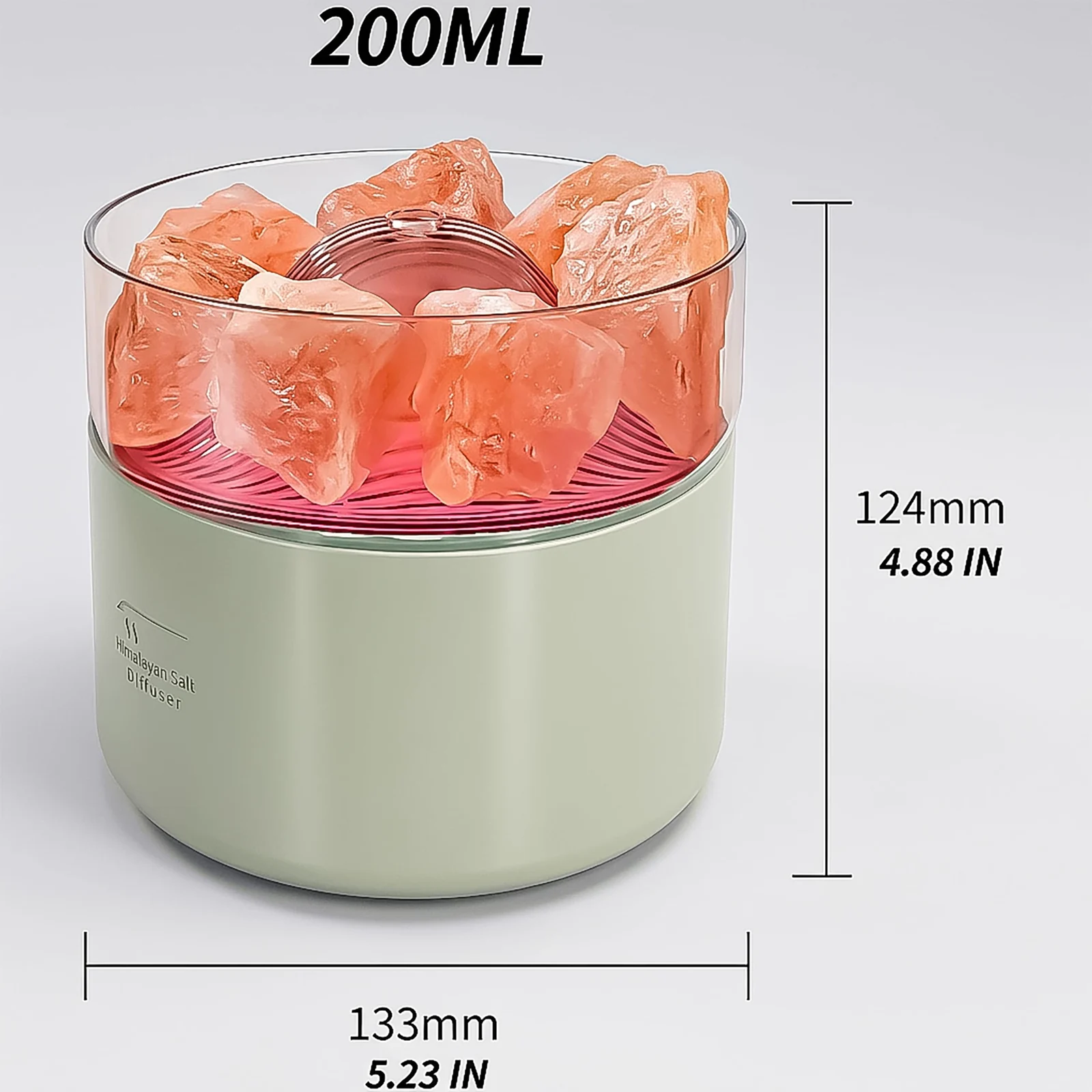 DL3 Mobilak Ultrasonic Salt Stone Aromatherapy Diffuser, 200ML Cool Mist Humidifier Essential Oil Diffuser Aroma Oils Diffuser Humidifier with Colorful Light for Office / Living Room / - Green