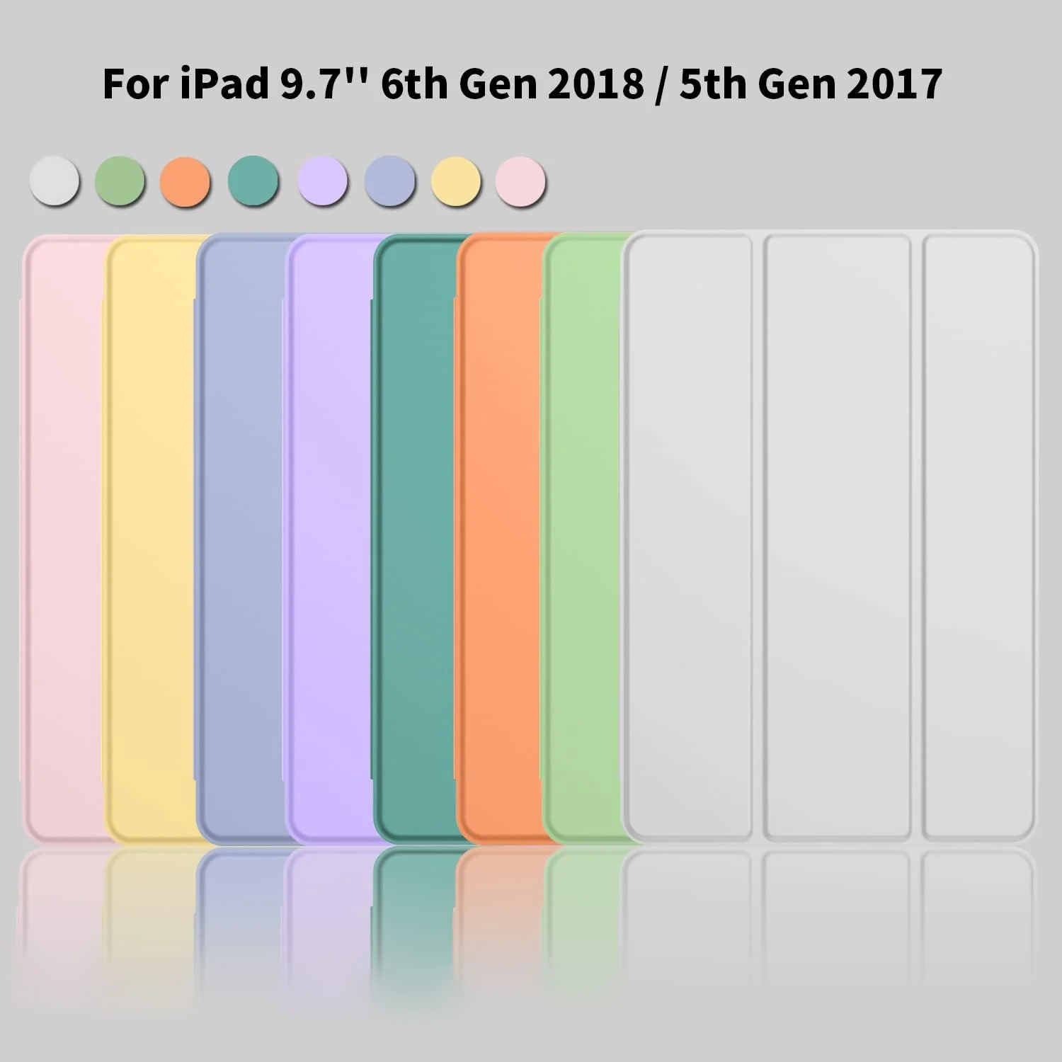 DL3 Mobilak Case For iPad 9.7-inch, (2018/2017), iPad Pro 9.7 Inch 2016, iPad Air 2nd/1st Smart Cover with Pencil Holder and Soft Silicone Back, Full Body Protection, Auto Wake/Sleep - Gray