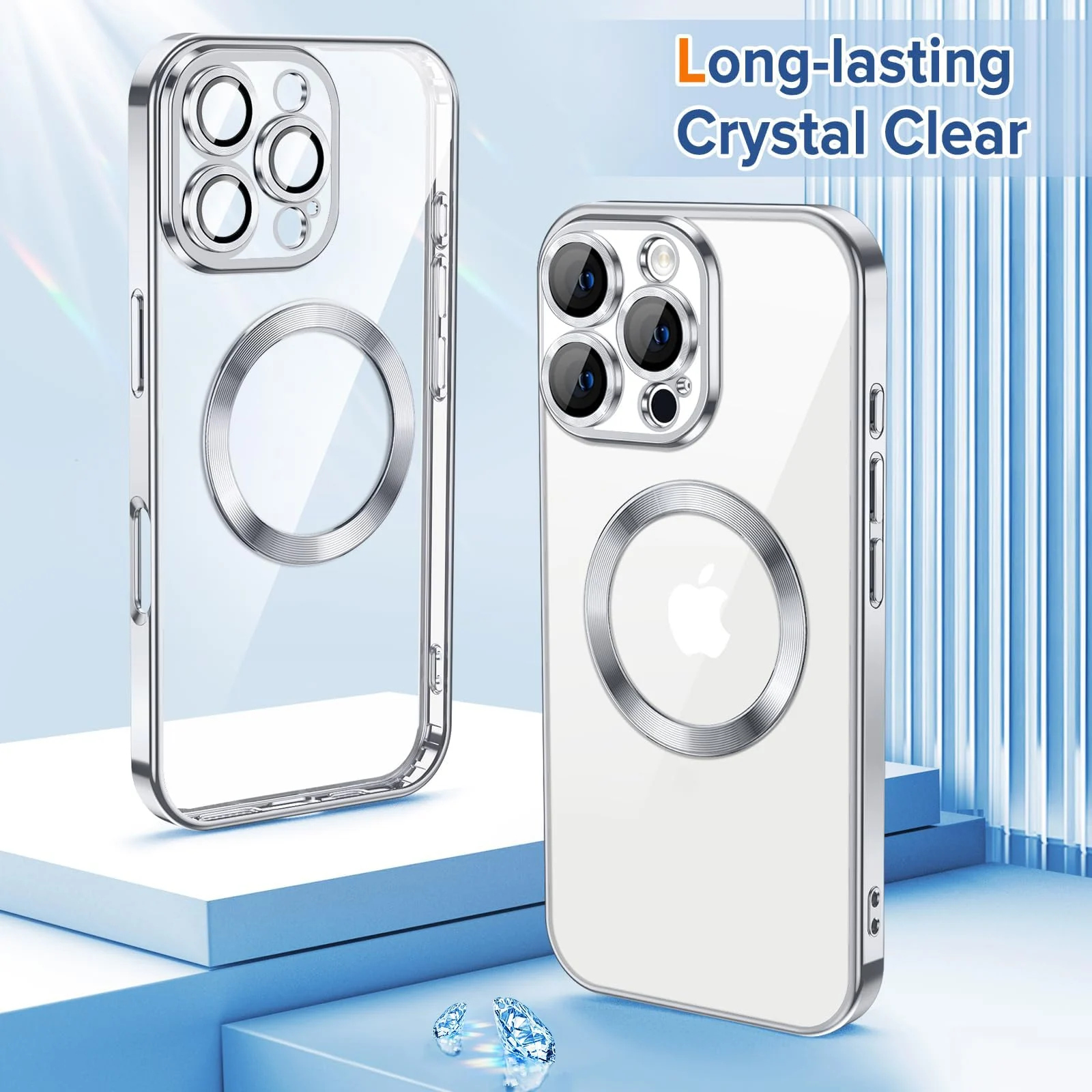 DL3 Mobilak Plated-Edge TPU Protective Case with Camera Protection for iPhone 16 Pro Max - Silver