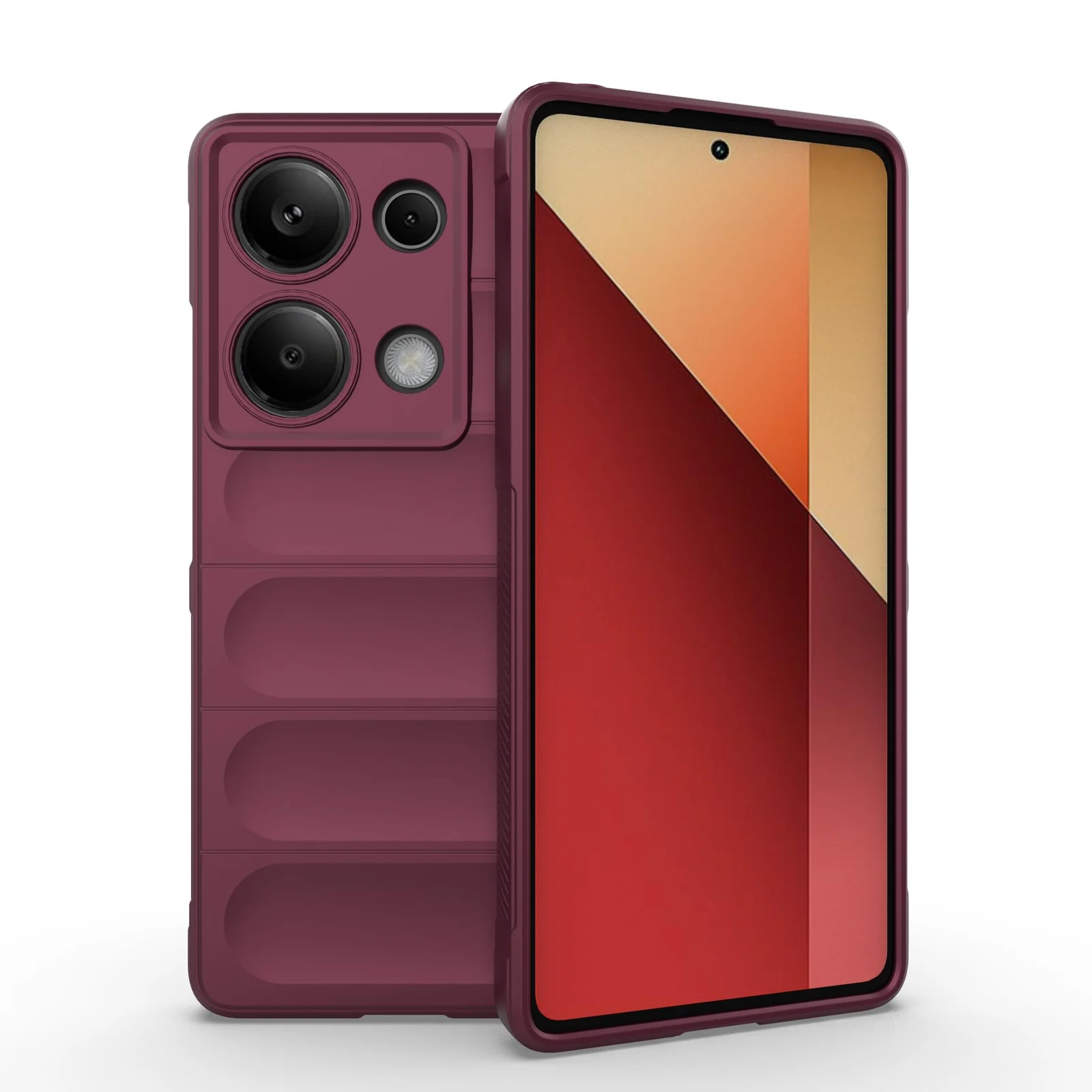 DL3 Mobilak Silicone Case for Xiaomi Redmi Note 13 Pro 4G/Poco M6 Pro 4G Heavy Duty Protective Shockproof Soft Flexible Protective Design Shock-TPU Cover With Camera Protection - Wine Red