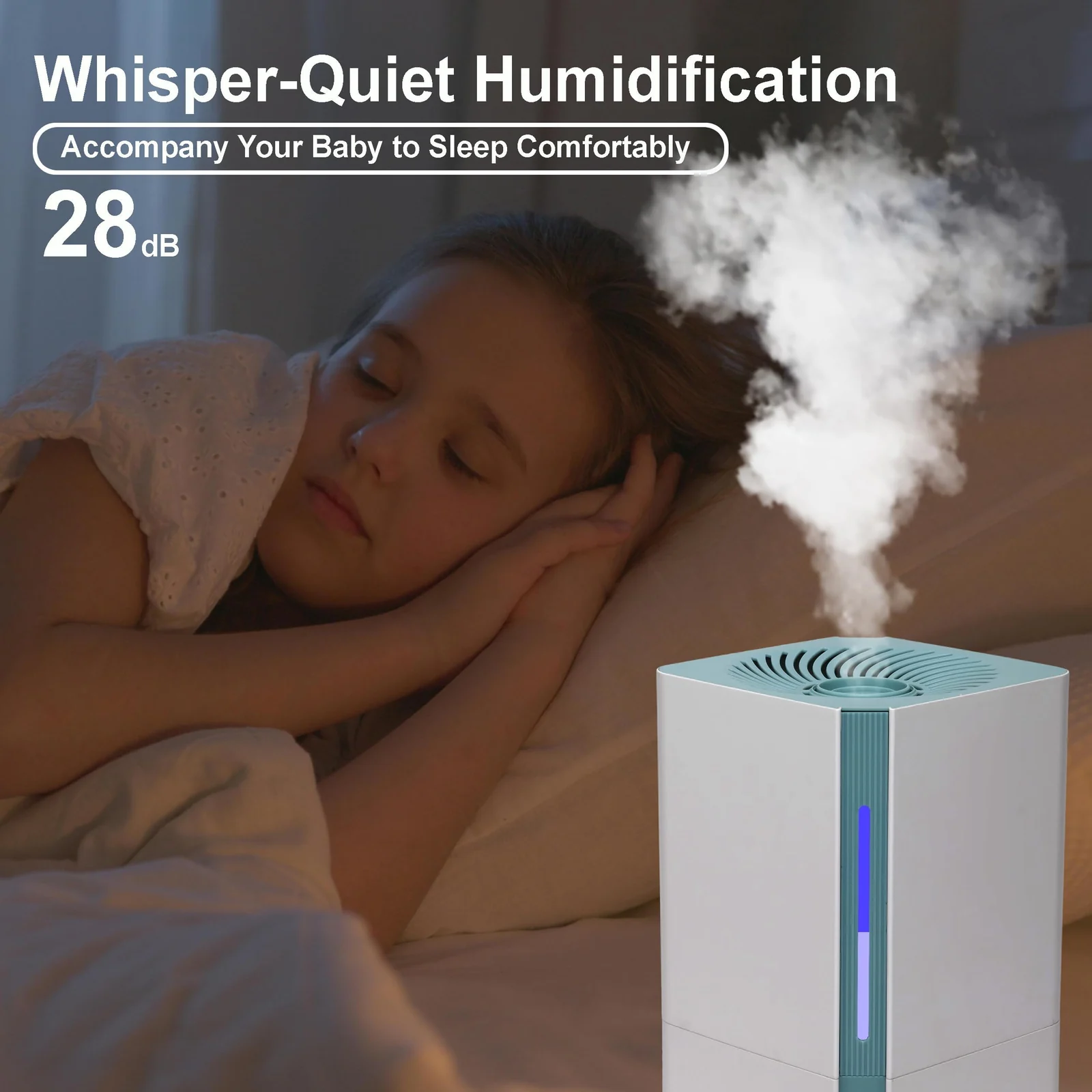 MOBIGON 7 L Top-Fill Cool Mist Humidifier, White / Green
