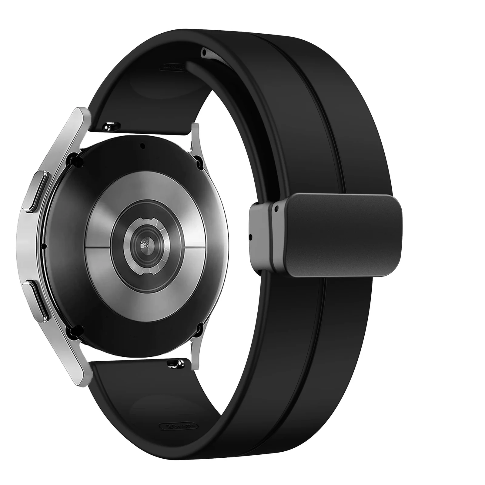 DL3 Mobilak Strap Silicone Magnetic Buckle 20MM For Samsung Gear Sport/Watch 6/5/4/5 Pro 45mm/S2 classic/active 2 40mm 44mm/Amazfit GTS 2/2e/GTS 3/3 Pro/GTS 4/GTS 2 Mini/3 Mini/4 Mini/Bip 3/Bip 3 Pro - Black