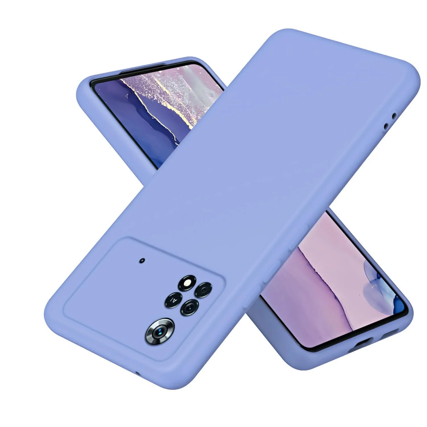 DL3 Mobilak Liquid Silicone Protective Case with Soft Microfiber Lining with Full Camera Protection for Xiaomi Poco X4 Pro 5G - Baby Blue