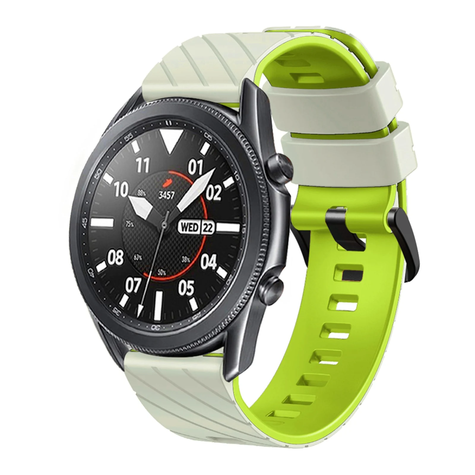 DL3 Mobilak Silicone Sport Band 22MM Strap For Xiaomi Redmi Watch 5 Active/5 Lite/Samsung Galaxy Watch 3 45mm/Watch 46mm/Gear S3/Huawei watch GT5 GT4 GT3 GT2 GT 46MM/GT2E/GT3 Pro/GT 5 Pro - Misty Grey/Lime