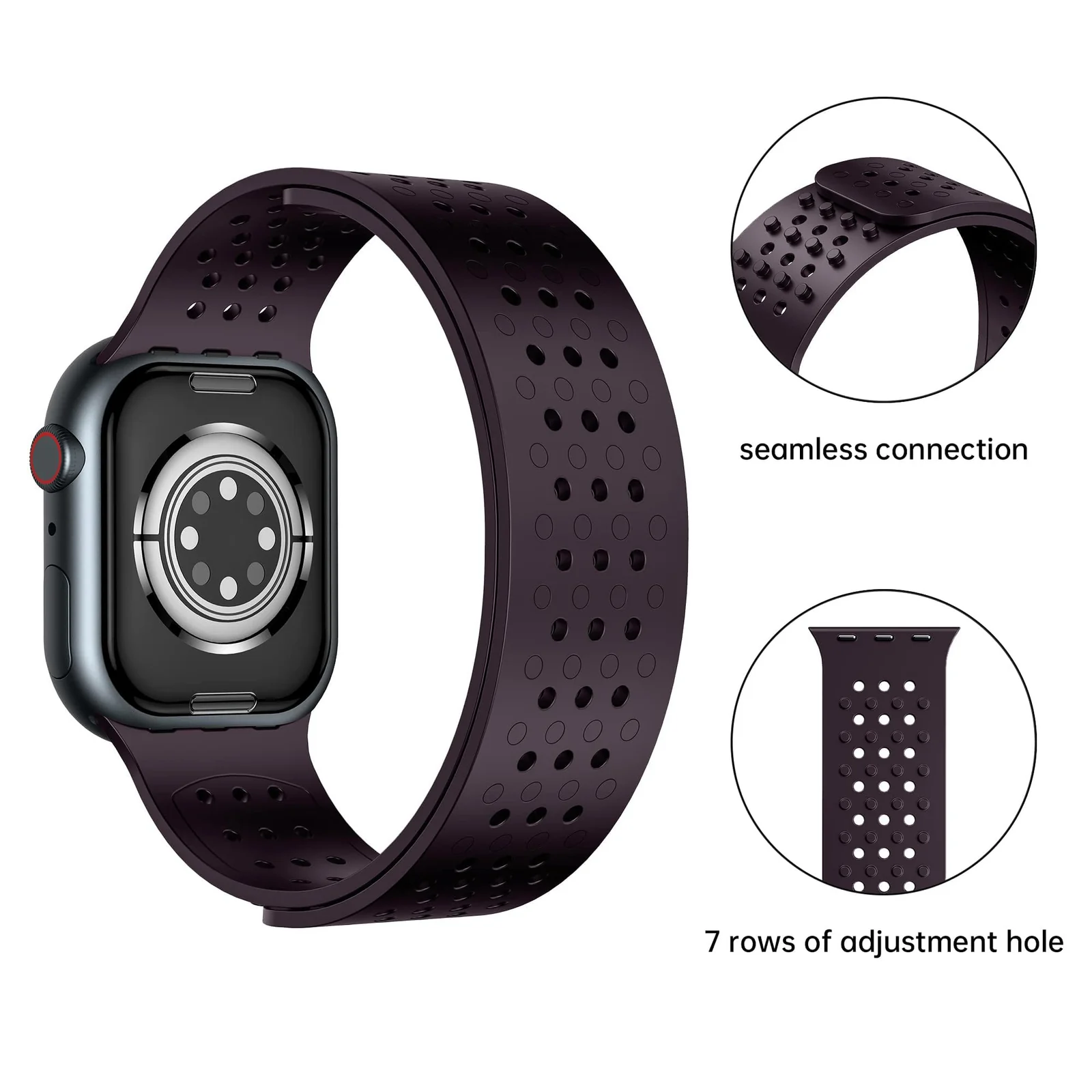 DL3 Mobilak Soft Silicone Band For Apple Watch Ultra Bands 49mm 45mm 44mm 42mm, Sport Replacement Wristband No Clasps for iWatch Series 8 ultra 7 6 5 4 SE 3 2 Women Men, Waterproof Strap - Deep Purple