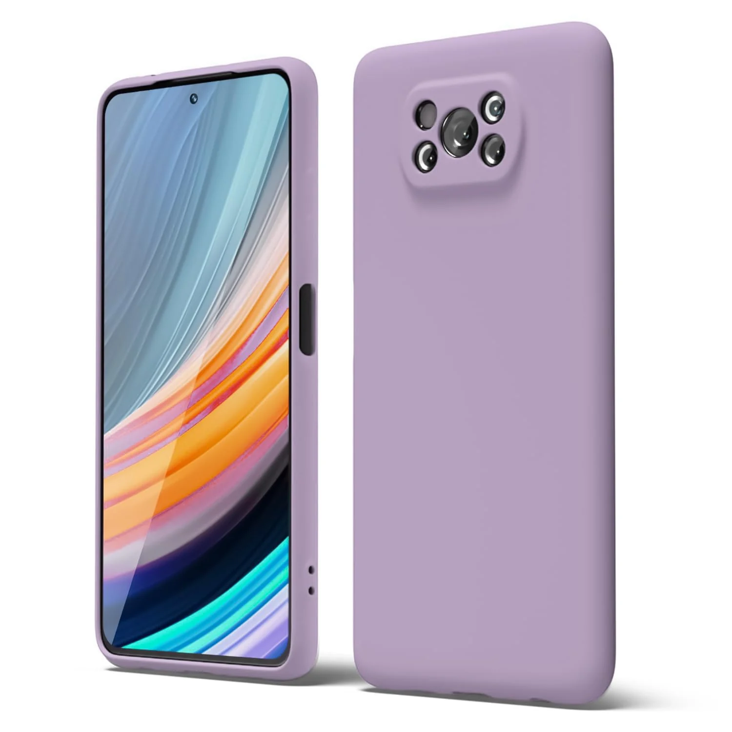 DL3 Mobilak Compatible with Xiaomi Poco X3 Pro/Poco X3 NFC/Poco X3 Case, Liquid Silicone Case, Full Body Camera Protective Cover, Shockproof, Slim Phone Case, Soft Microfiber Lining - Lavender