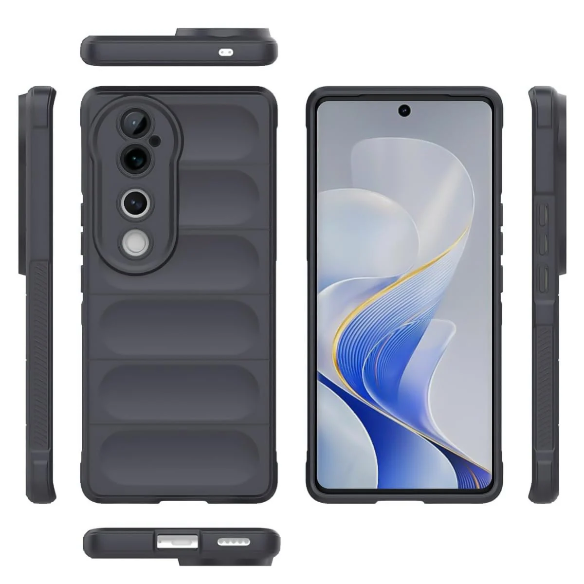 DL3 Mobilak Silicone Case for Vivo V40 5G/Vivo V40 Pro 5G Heavy Duty Protective [Slim Fit] Shockproof Soft Flexible Protective Design Shock-Absorption TPU Cover With Camera Protection - Dark Gray