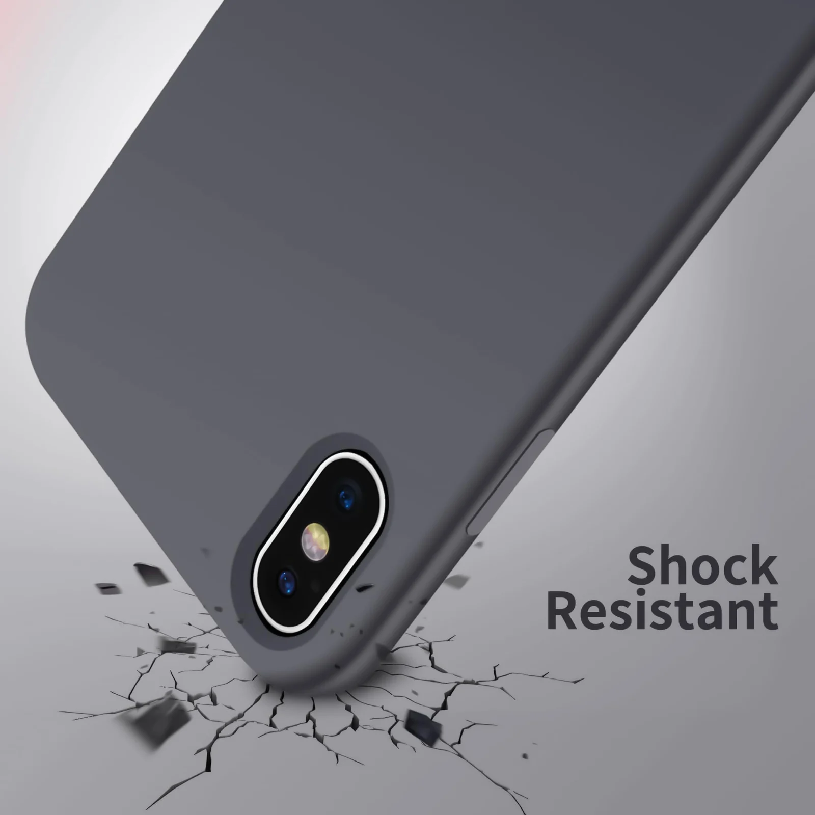 DL3 Mobilak Liquid Silicone Protective Case for iPhone XS Max with Camera Protection and Microfiber Lining - Dark Gray