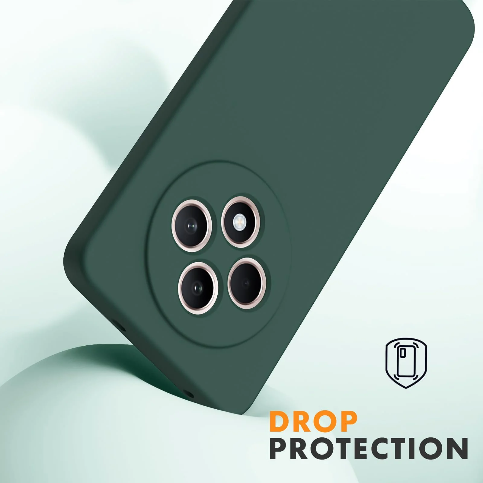 DL3 Mobilak Liquid Silicone Protective Case for OPPO Reno 12F with Camera Protection and Microfiber Lining - Green