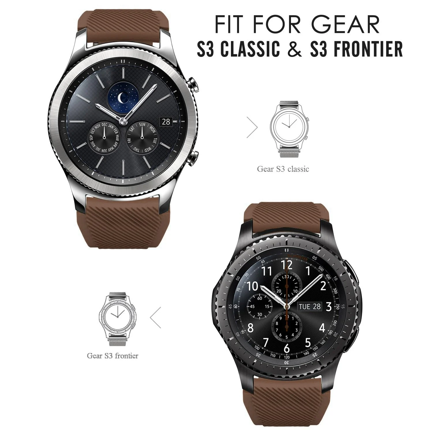DL3 Mobilak Silicone Sport Band 22MM Xiaomi Redmi Watch 5 Active/5 Lite/Samsung Galaxy Watch 46mm/Watch 3 45mm/Gear S3/Huawei watch (GT6 GT5 GT4 GT3 GT2 GT 46MM)/GT2E/GT5 Pro/GT 6 Pro/Amazfit GTR 3/4 - Brown