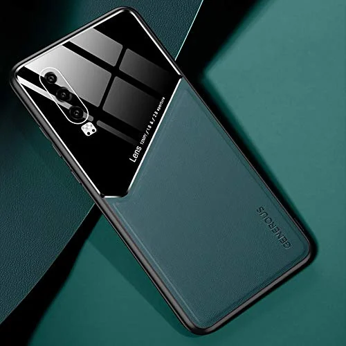 DL3 Mobilak Leather and PC Protective Case for Huawei p30, Built-in magnetic car-mount support, Shock-absorbing protection, Raised edges around the screen and camera - Green