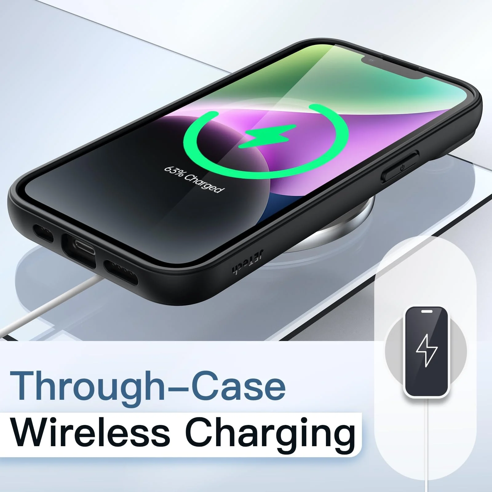 DL3 Mobilak Case Compatible With iPhone 13/iPhone 14 (6.1 Inch), Clear Case Shockproof Hard PC +Soft Silicone [Not Yellowing] Transparent Protective Slim Case Phone - Black