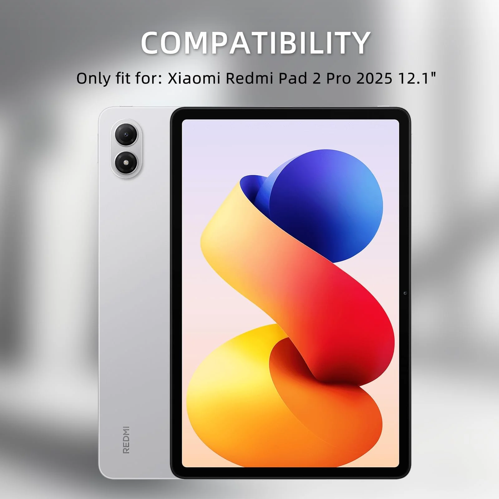DL3 Mobilak Case for Xiaomi Redmi Pad 2 Pro (2025) / Redmi Pad Pro (2024) / POCO Pad (2024) 12.1-inch, Clear Shockproof Back Cover Built-in Pencil Holder, Auto Sleep/Wake - Black