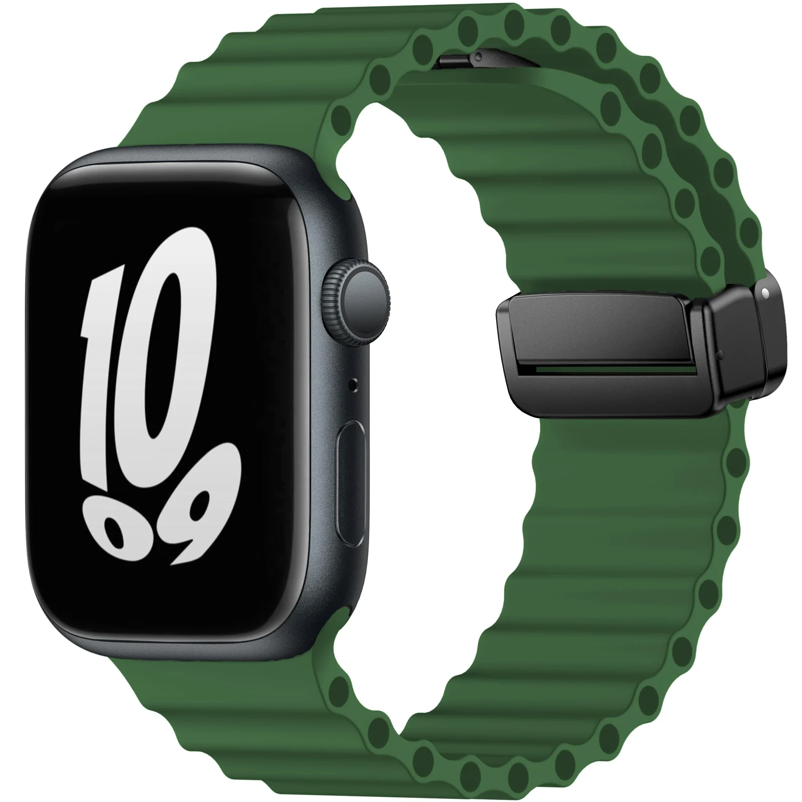 DL3 Mobilak Strap Ocean For Apple Watch Ultra Bands 49mm 45mm 44mm 42mm, Soft Silicone Magnetic Buckle Sport Replacement Strap for iWatch Ultra 2 Ultra SE Series 9 8 7 6 5 4 3 2 1 - Green