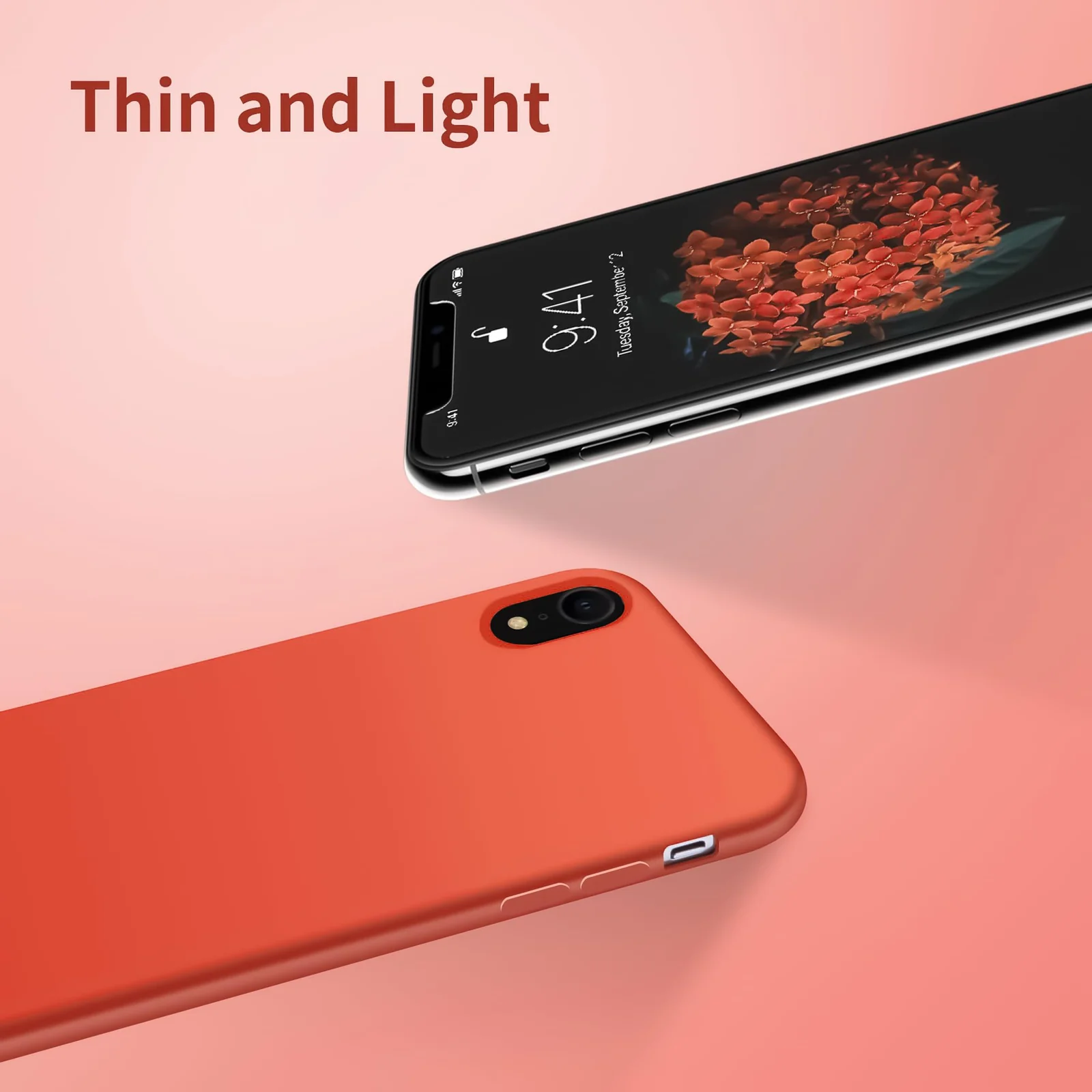 DL3 Mobilak Liquid Silicone Protective Case with Soft Microfiber Lining for iPhone XR - Orange