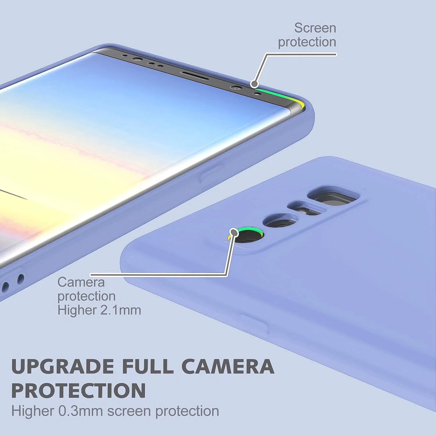DL3 Mobilak Liquid Silicone Protective Case with Soft Microfiber Lining with Full Camera Protection for Samsung Galaxy Note 8 - Baby Blue