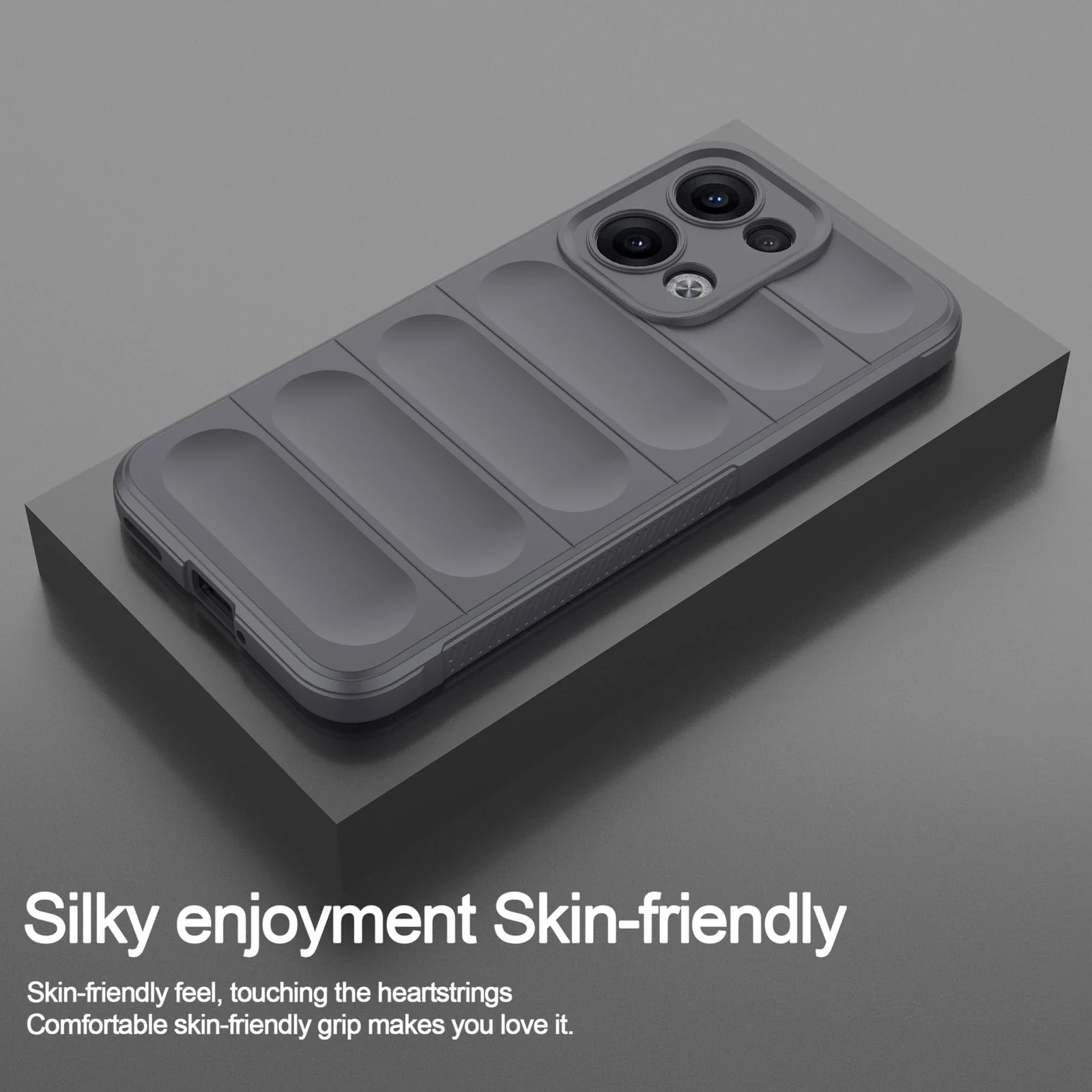DL3 Mobilak Flexible Silicone and TPU Protective Case with Camera Protection for OPPO Reno 13 5G - Dark Gray