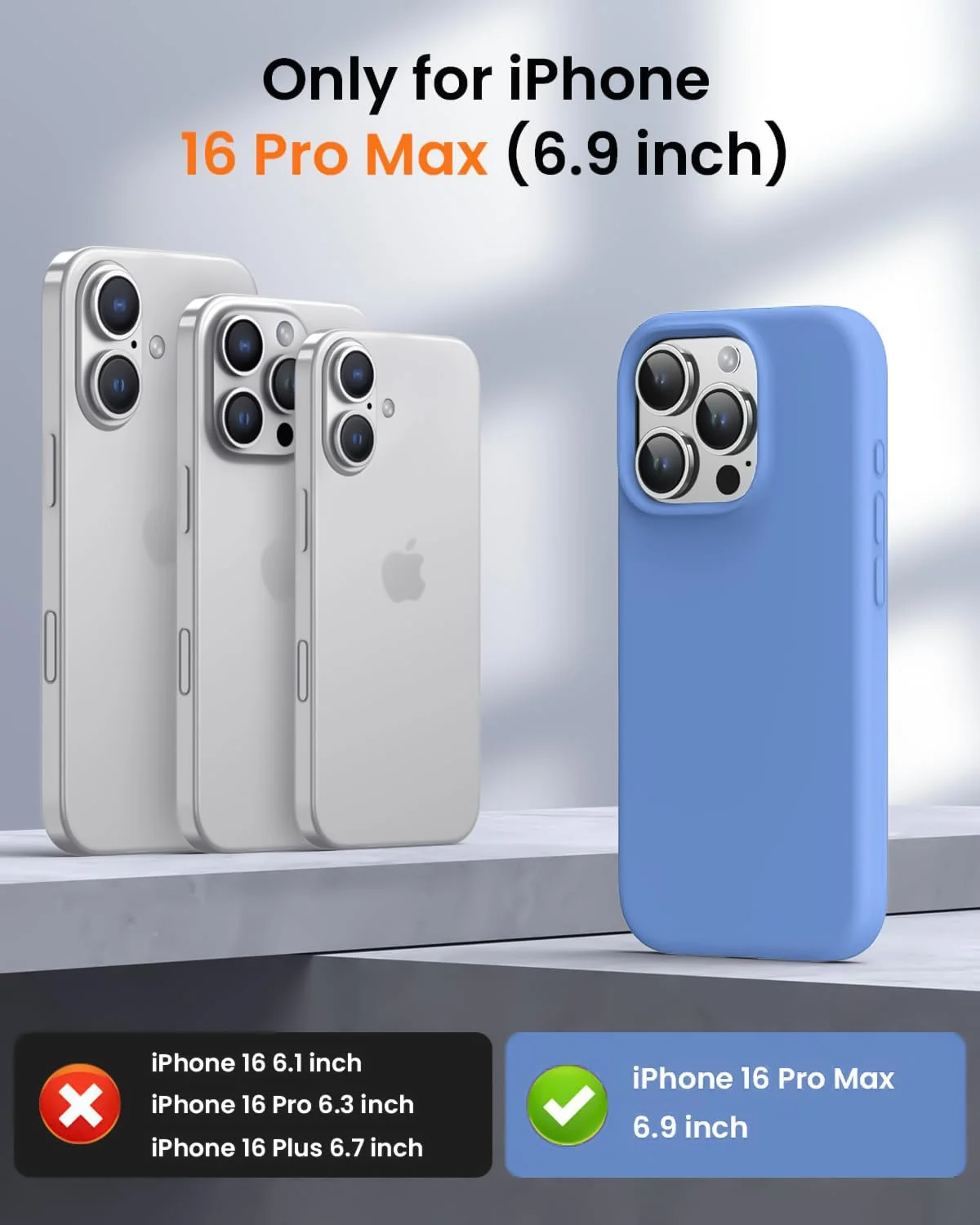 DL3 Mobilak Liquid Silicone Protective Case with Soft Microfiber Lining for iPhone 16 Pro Max - Light Blue