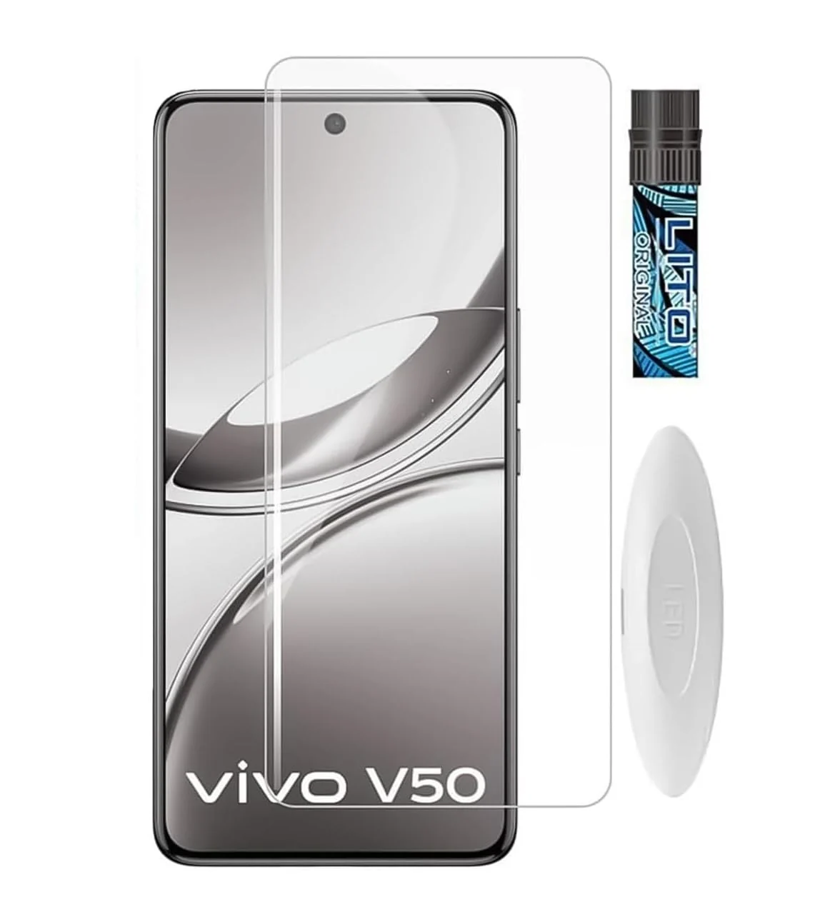 DL3 Mobilak Screen Protector vivo V50 5G / vivo V50E [Liquid UV Tempered Glass] Full Screen adhesive [Sensitive Touch][Fingerprint Sensor Compatible] HD - Clear