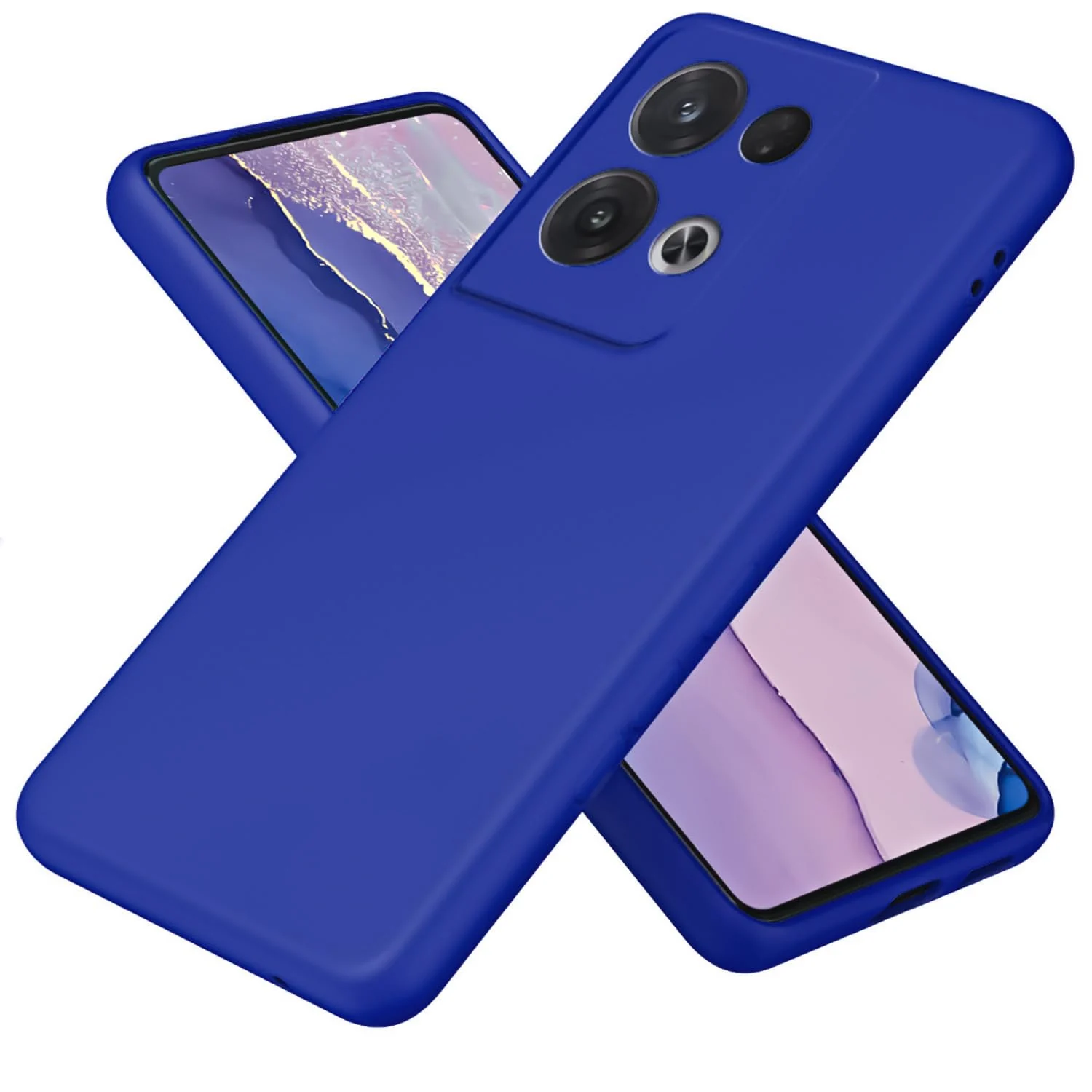 DL3 Mobilak Liquid Silicone Protective Case with Soft Microfiber Lining with Full Camera Protection for OPPO Reno 8 Pro 5G / Reno8 Pro+ Plus 5G - Pepsi