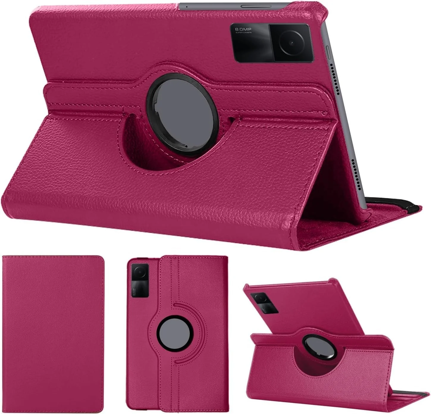 DL3 Mobilak Protective Cover for Xiaomi Redmi Pad SE 11 inch (2023), 360° Rotatable Smart Stand, Leather Folio Flip Cover with Multi-Angle Viewing, Auto Wake Sleep - Pink