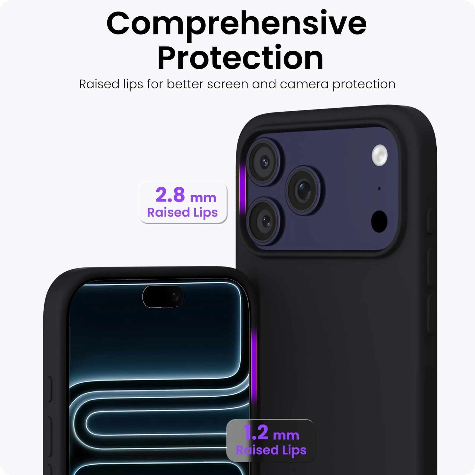 DL3 Mobilak Liquid Silicone Case for iPhone 17 Pro 6.3-Inch, Supports wireless charging, Shock-absorbing protection, Scratch-resistant surface - Black