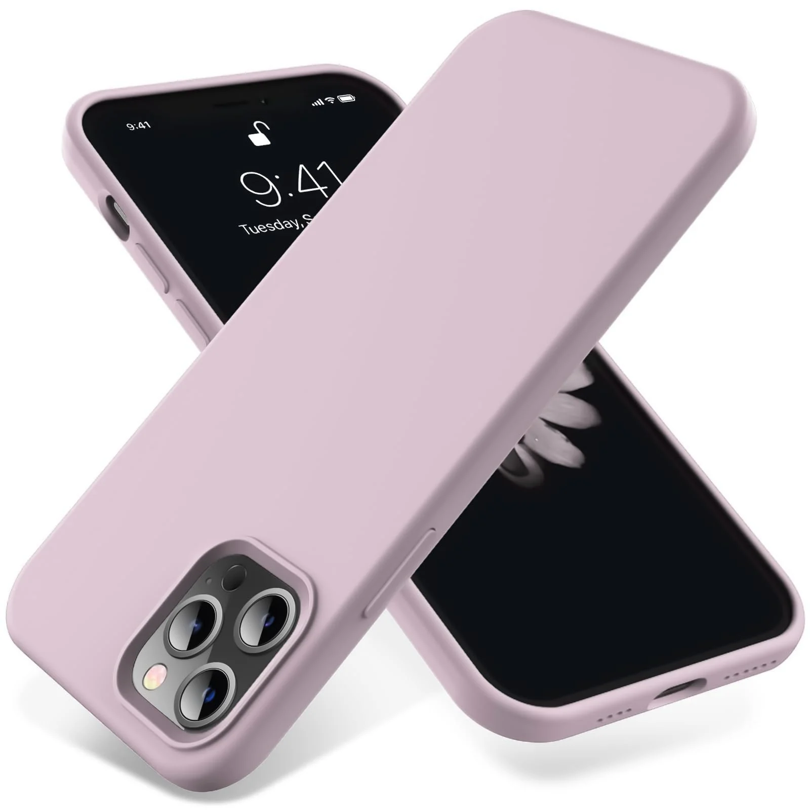 DL3 Mobilak Liquid Silicone Protective Case for iPhone 15 Pro Max with Camera Protection and Microfiber Lining - Light Pink