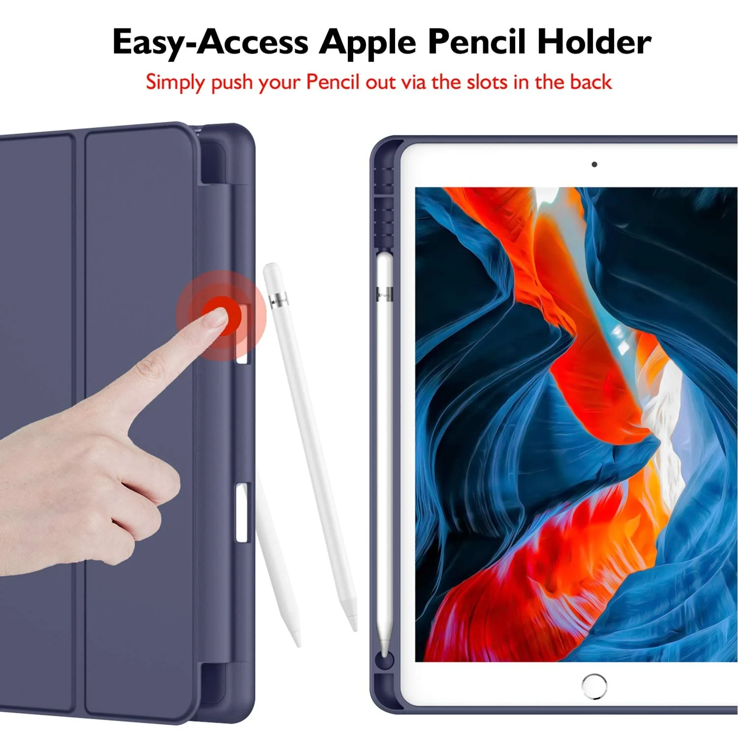 DL3 Mobilak iPad 9th/ 8th/ 7th Generation, Case for iPad 10.2-Inch 2021/2020/ 2019 with Pencil Holder, iPad 7th Gen 2019 Case with Soft Baby Skin Silicone Back, Auto Wake/Sleep Cover - Blue