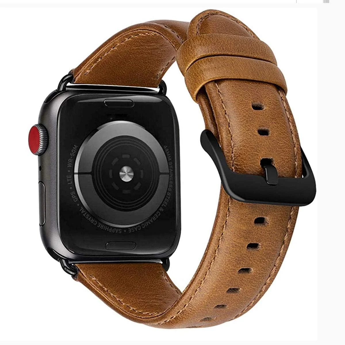 DL3 Mobilak Compatible with Apple Watch Band 49mm 46mm 45mm 44mm 42mm Leather Band Replacement Strap, Soft Leather Bracelet for iWatch Series 11 10 9 8 7 6 5 4 SE SE2 Ultra 3 2 1 - Black