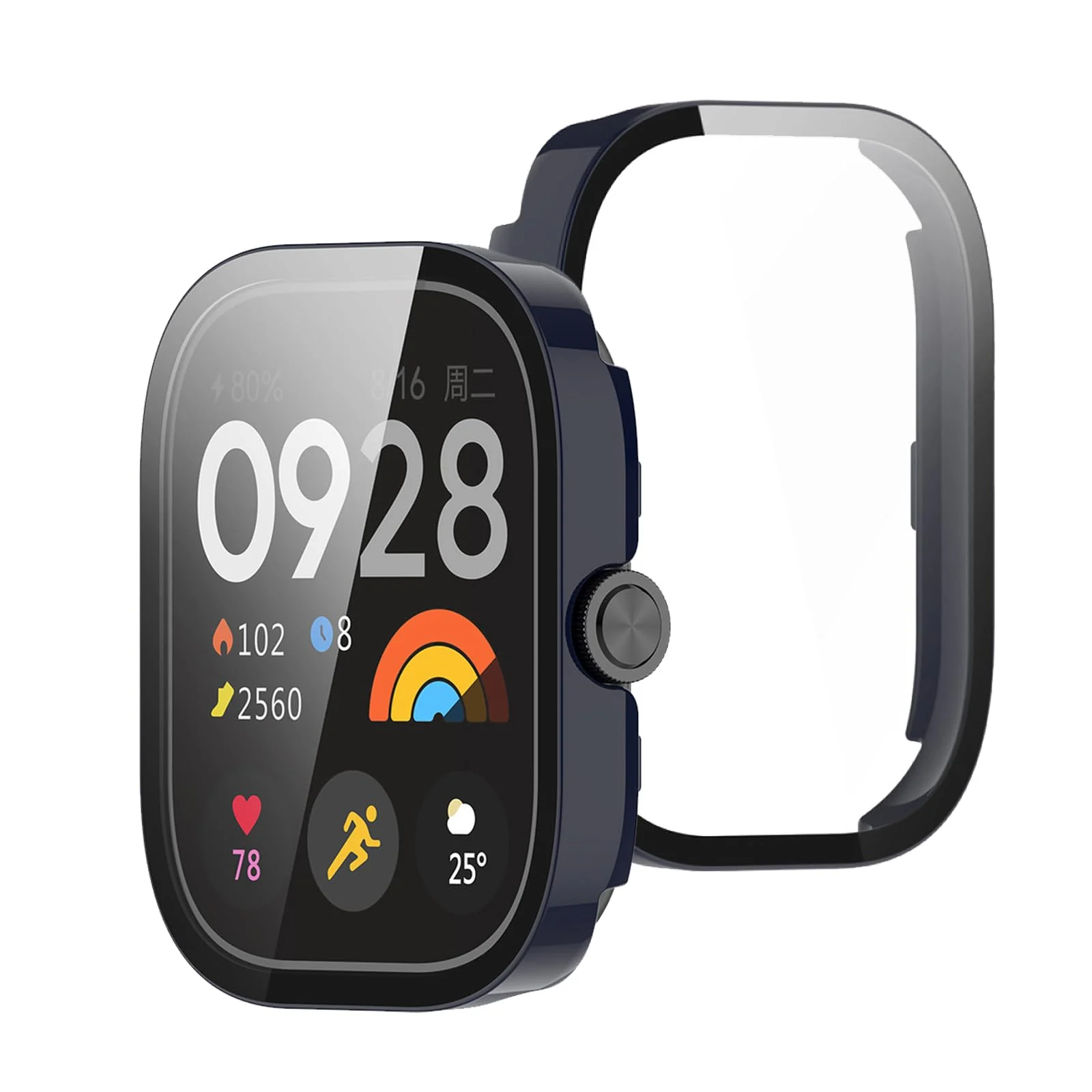 DL3 Mobilak For Xiaomi Redmi Watch 4 Case with Tempered Glass Screen Protector for xiaomi redmi Watch 4, 9H Hardness 360° All-Round Protective Ultra Thin Protective PC Case - Blue
