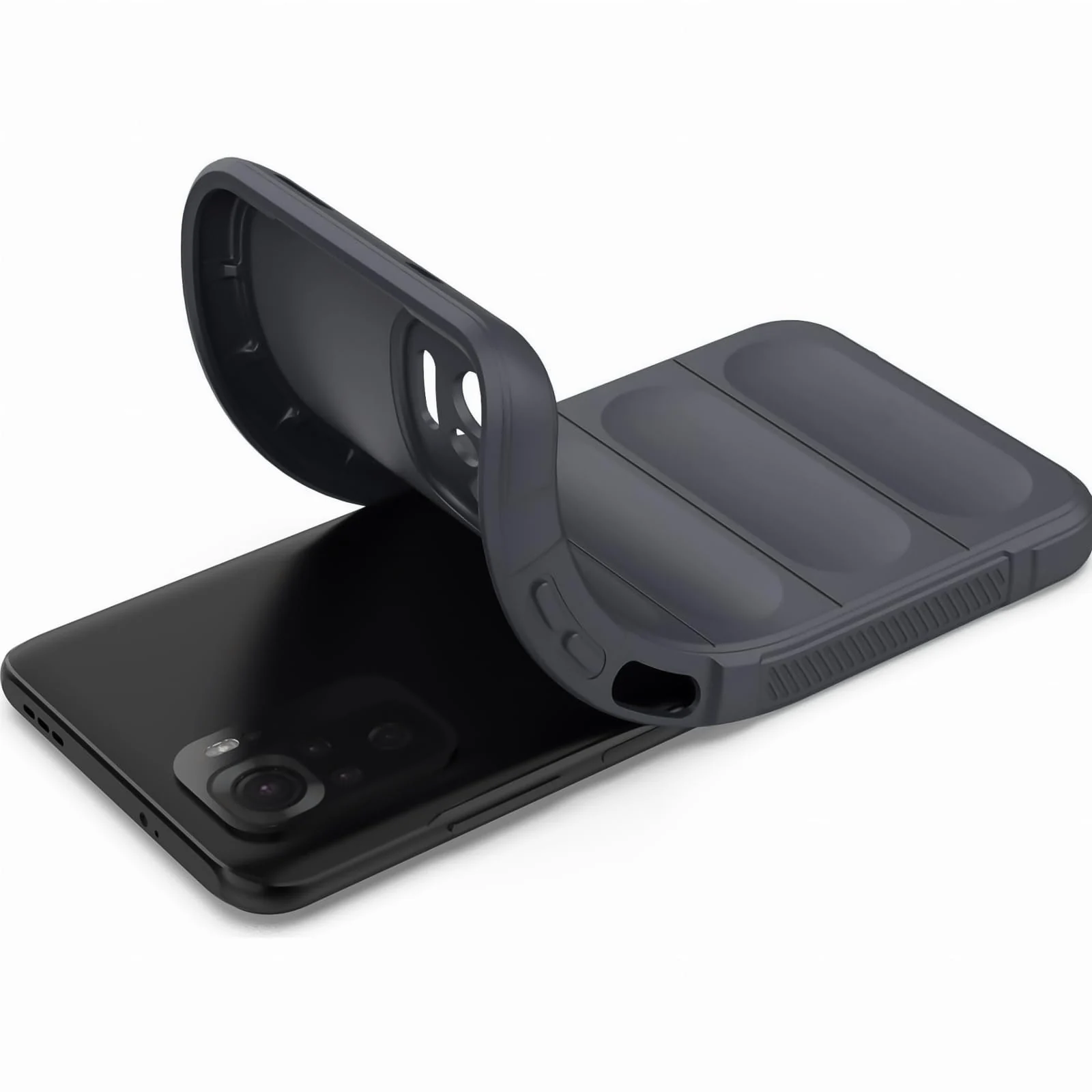 DL3 Mobilak Flexible Silicone and TPU Protective Case with Camera Protection for Xiaomi Redmi Note 10 4G / Note 10S - Dark Gray