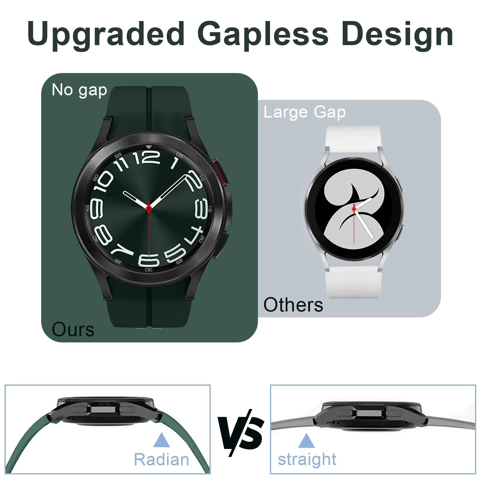 DL3 MOBILAK Magnetic for Samsung Galaxy Watch 6/5/4 Band 40mm 44mm/Galaxy Watch 6 Classic Bands 47mm 43mm/watch 4 Classic 46mm 42mm,Silicone Strap for Samsung Watch 5 Pro 45mm,No Gap Buckle - Pine Green