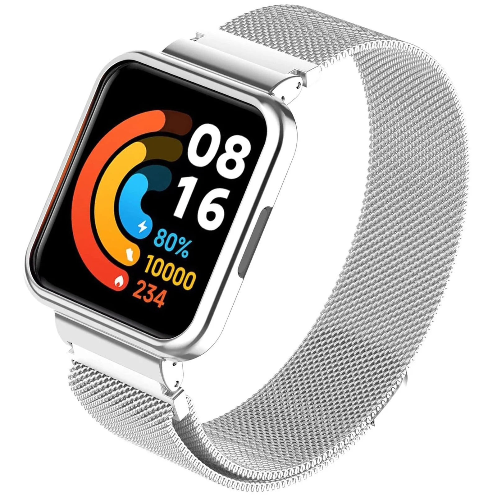 DL3 Mobilak Strap For Xiaomi Redmi Watch 2 Lite/Poco Watch/Redmi Watch 2 / Horloge 2, Magnetic Metal Stainless Steel Adjustable Wristbands Breathable Watch Band With Frame Metal - Silver