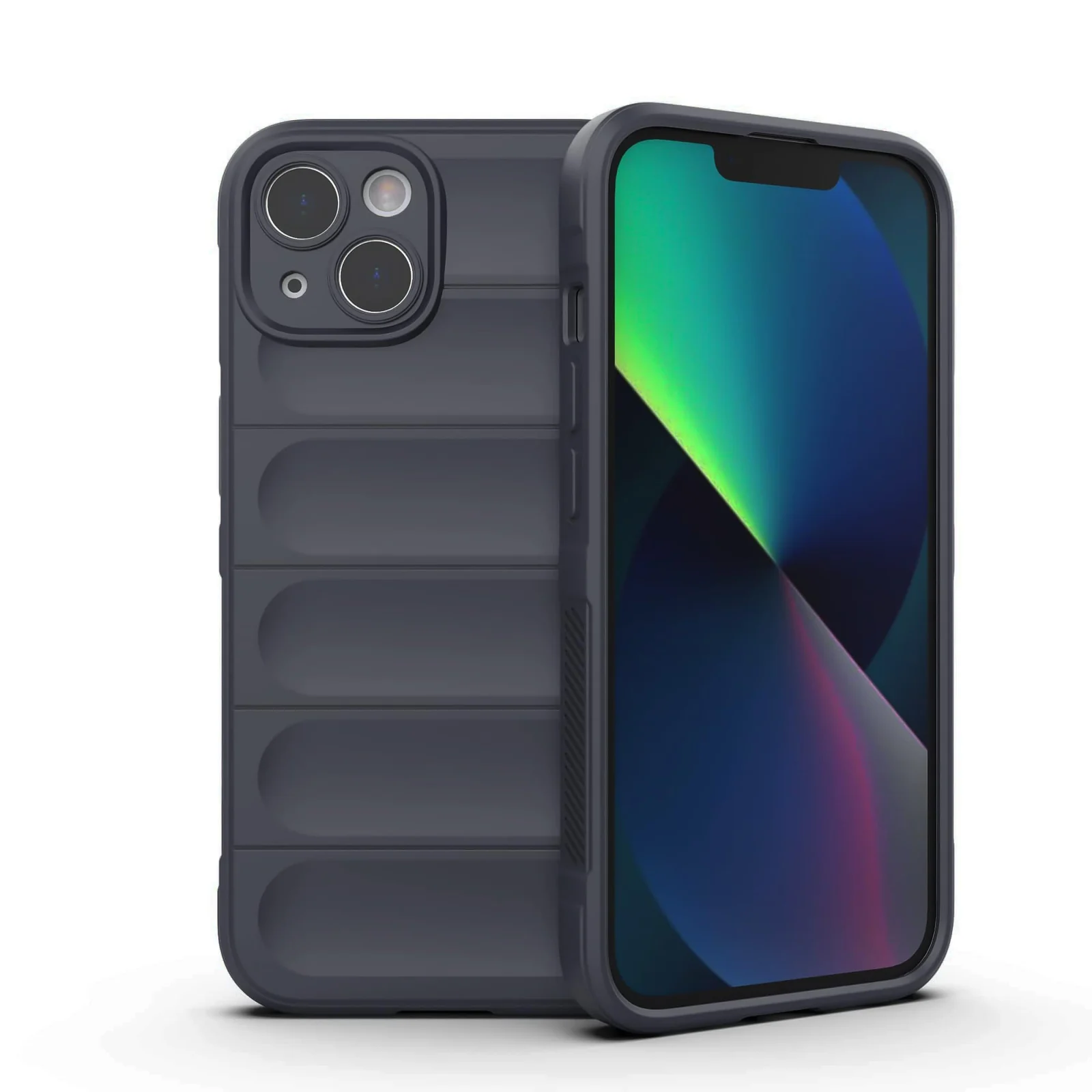 DL3 Mobilak Silicone Case for iPhone 15+ Plus 6.7-Inch Heavy Duty Protective [Slim Fit] Shockproof Soft Flexible Protective Design Shock-Absorption TPU Cover With Camera Protection - Dark Gray