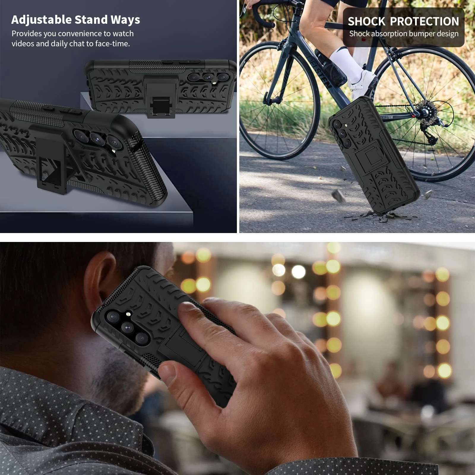 DL3 Mobilak Rugged Protective Case for Samsung Galaxy A24 4G, Shock-absorbing protection, Built-in kickstand, Scratch-resistant surface - Black