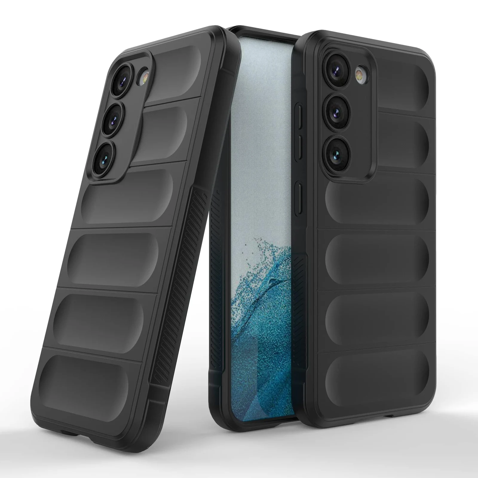 DL3 Mobilak Silicone Case for Samsung Galaxy S23+ Plus Heavy Duty Protective [Slim Fit] Shockproof Soft Flexible Protective Design Shock-Absorption TPU Cover With Camera Protection - Black