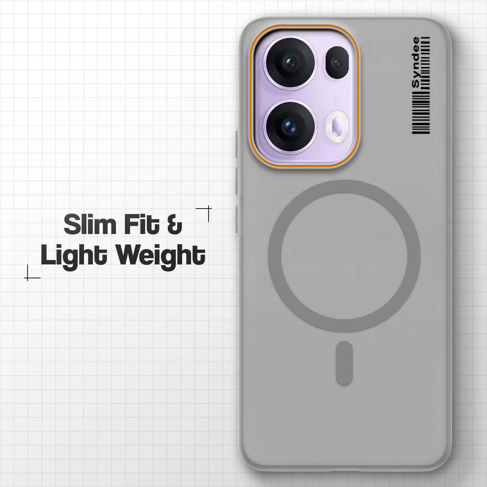 DL3 Mobilak Matte MagSafe-Compatible Magnetic Case for OPPO Reno 13F with Camera Protection and Ring Holder - Gray