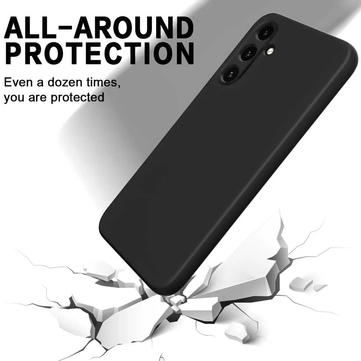 DL3 Mobilak Soft Silicone Protective Case for Samsung Galaxy A15 with Microfiber Lining and Shockproof Design - Black